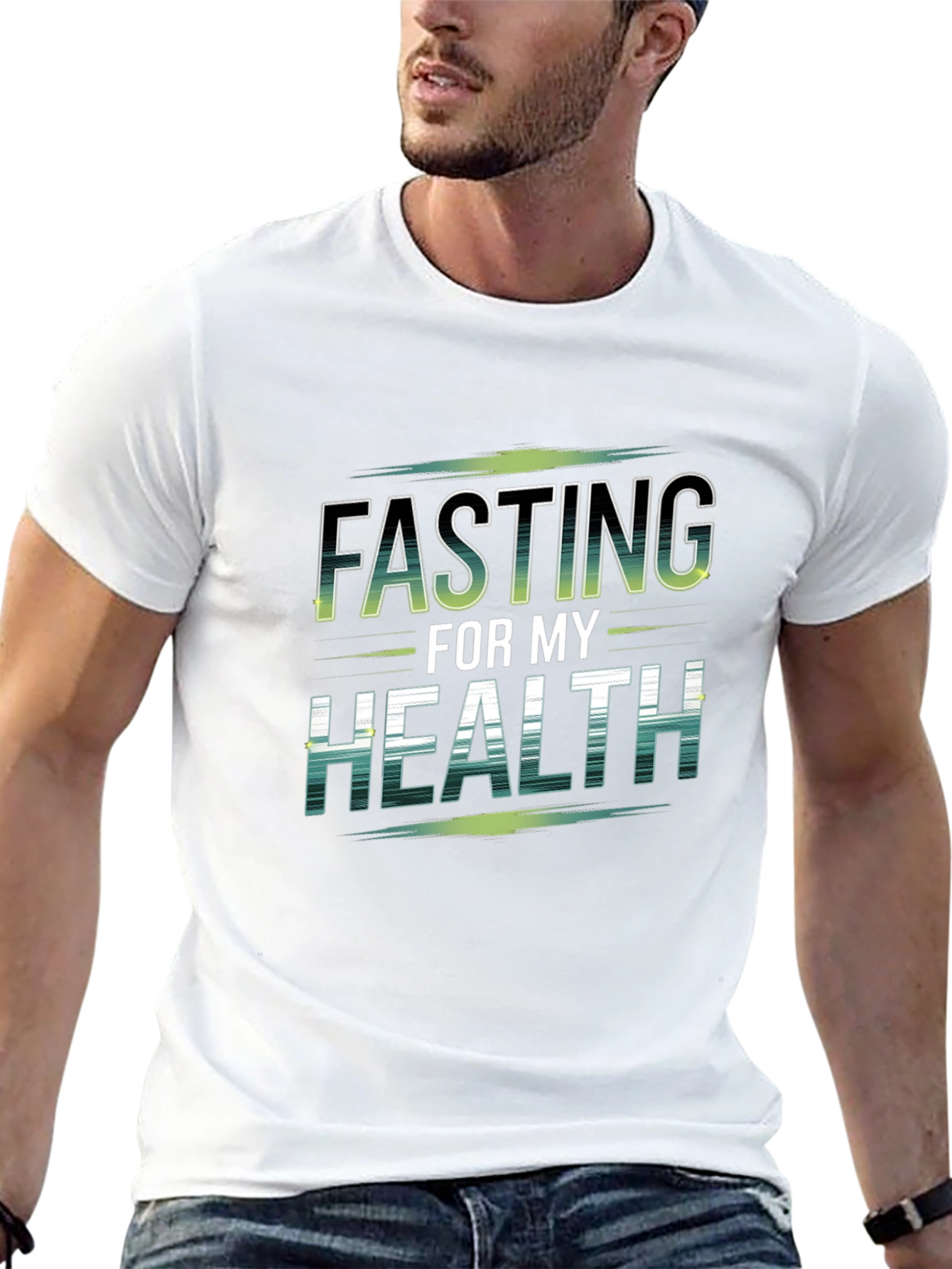 Black Fasting For My Health Graphic T-Shirt view 13
