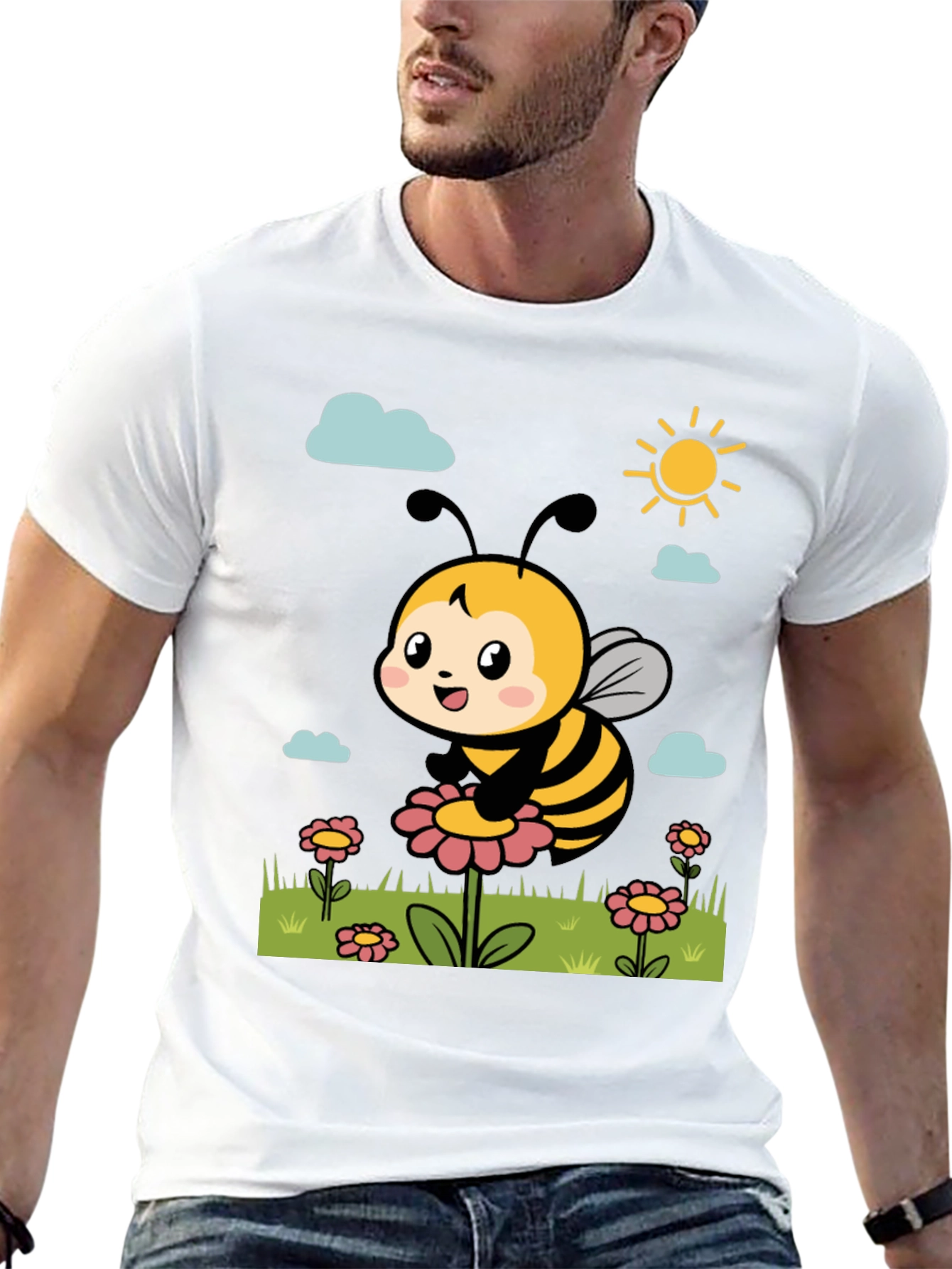 Black Cute Bee Graphic Tee - Black T-Shirt view 13