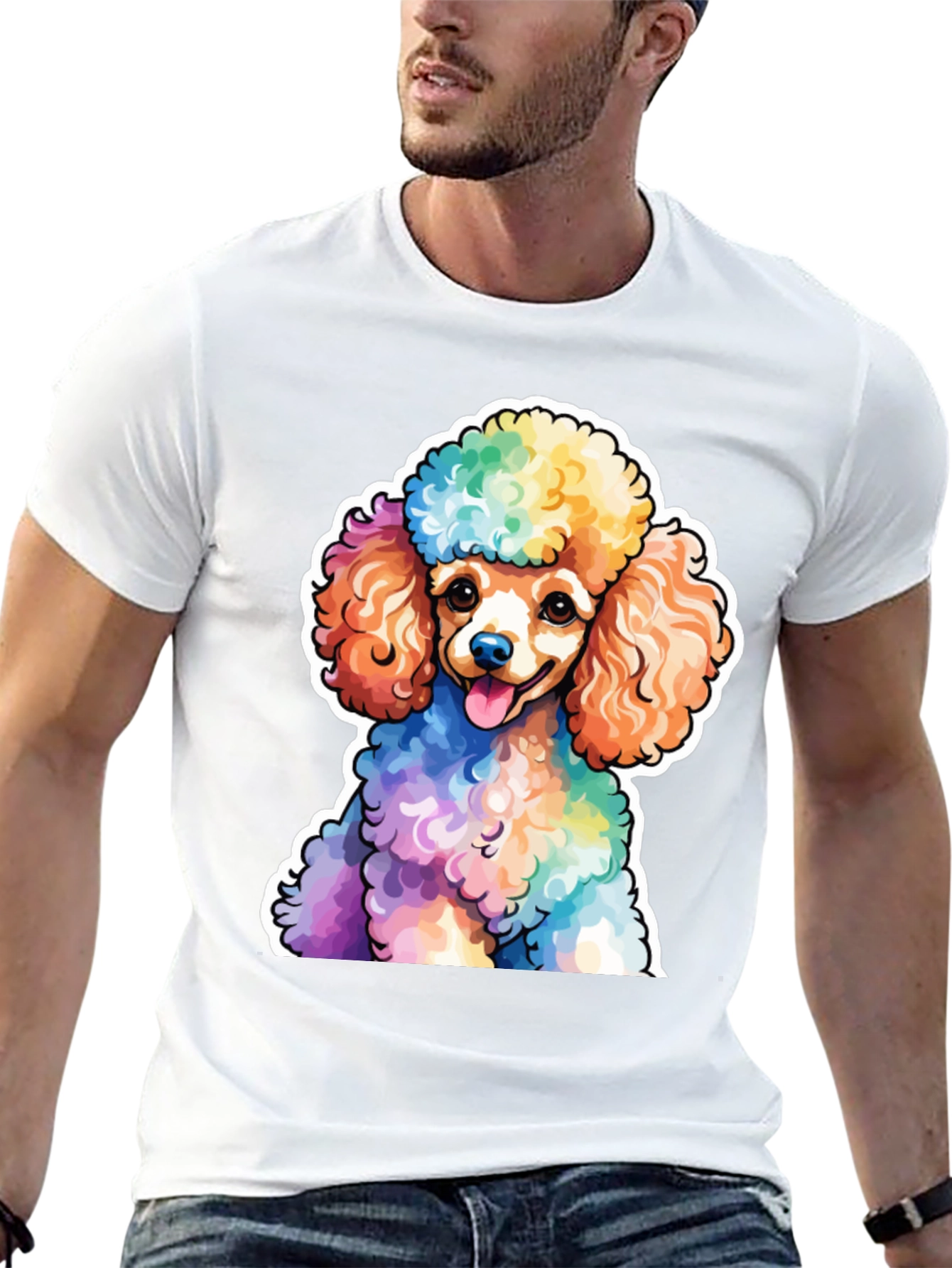 Black Rainbow Poodle Graphic Tee - Fun, Stylish & Unique view 13