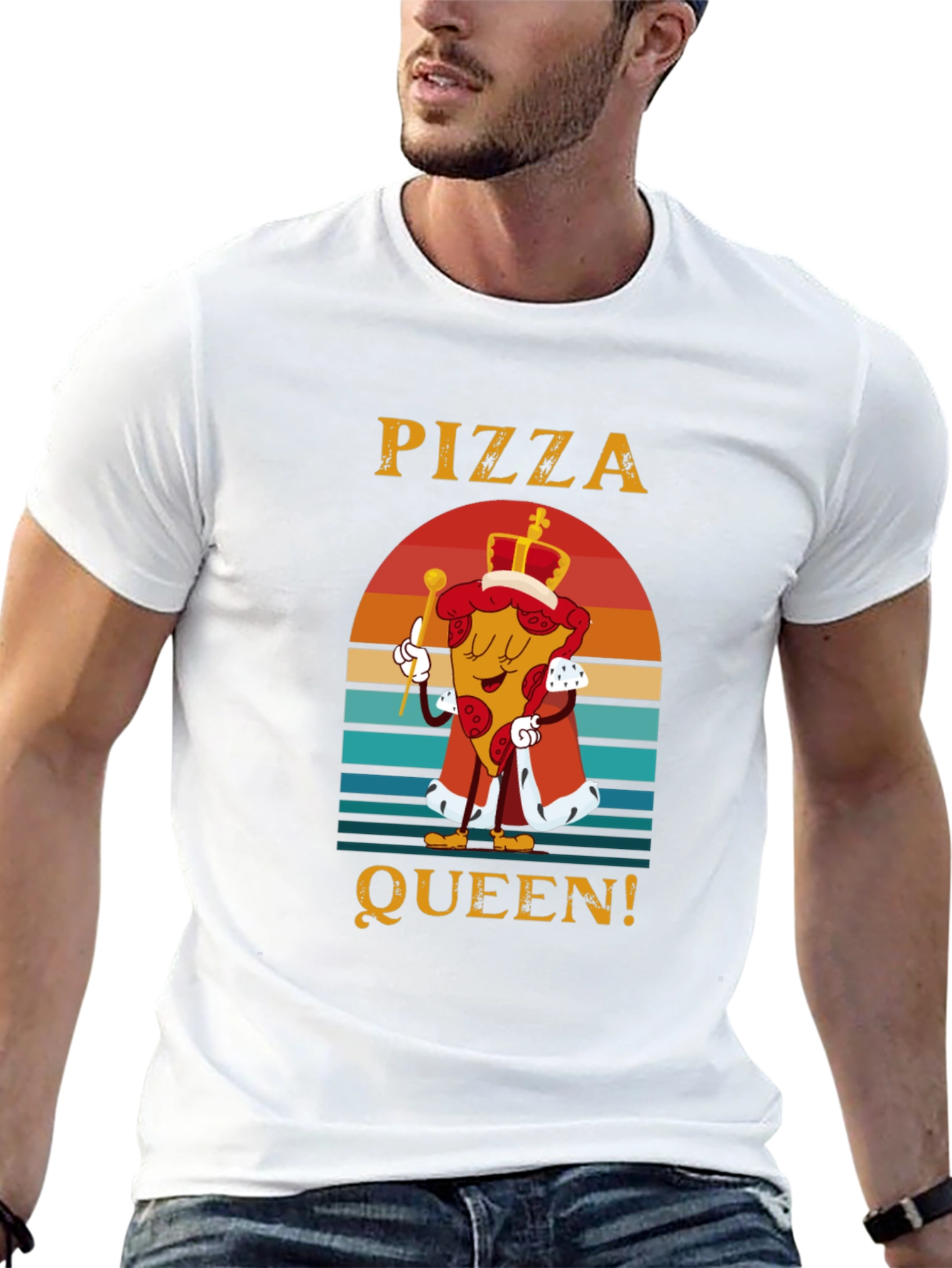 Black Pizza Queen Graphic T-Shirt - Funny Food Tee view 13