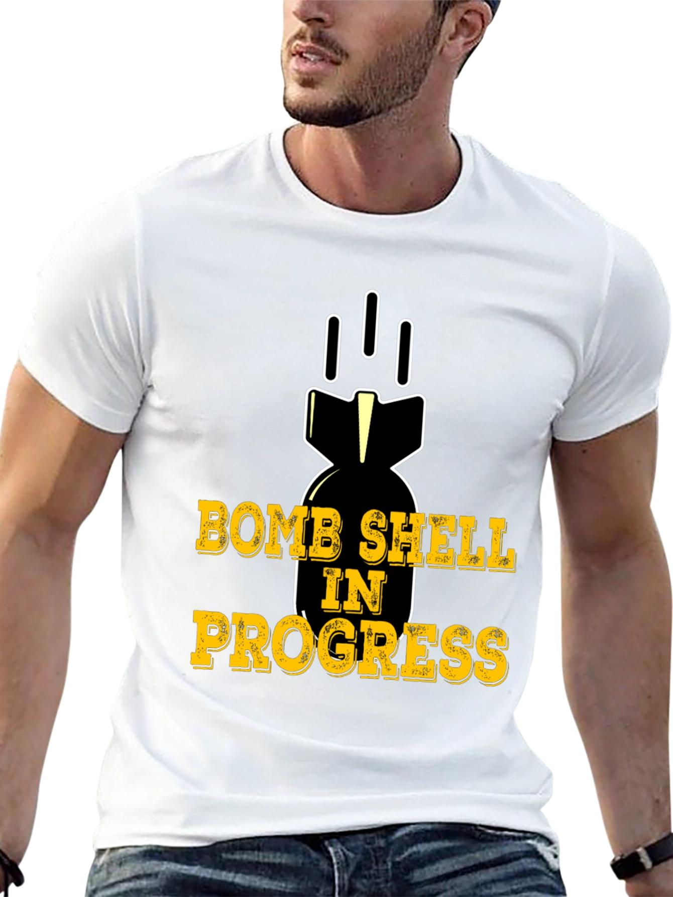 Black Bomb Shell In Progress Black T-Shirt Funny Humor Tee view 13