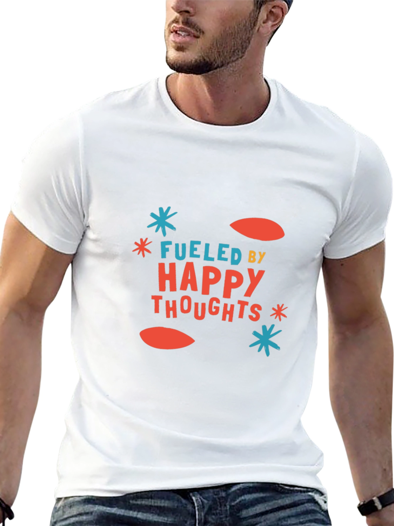 Black Fueled by Happy Thoughts Graphic Tee view 13