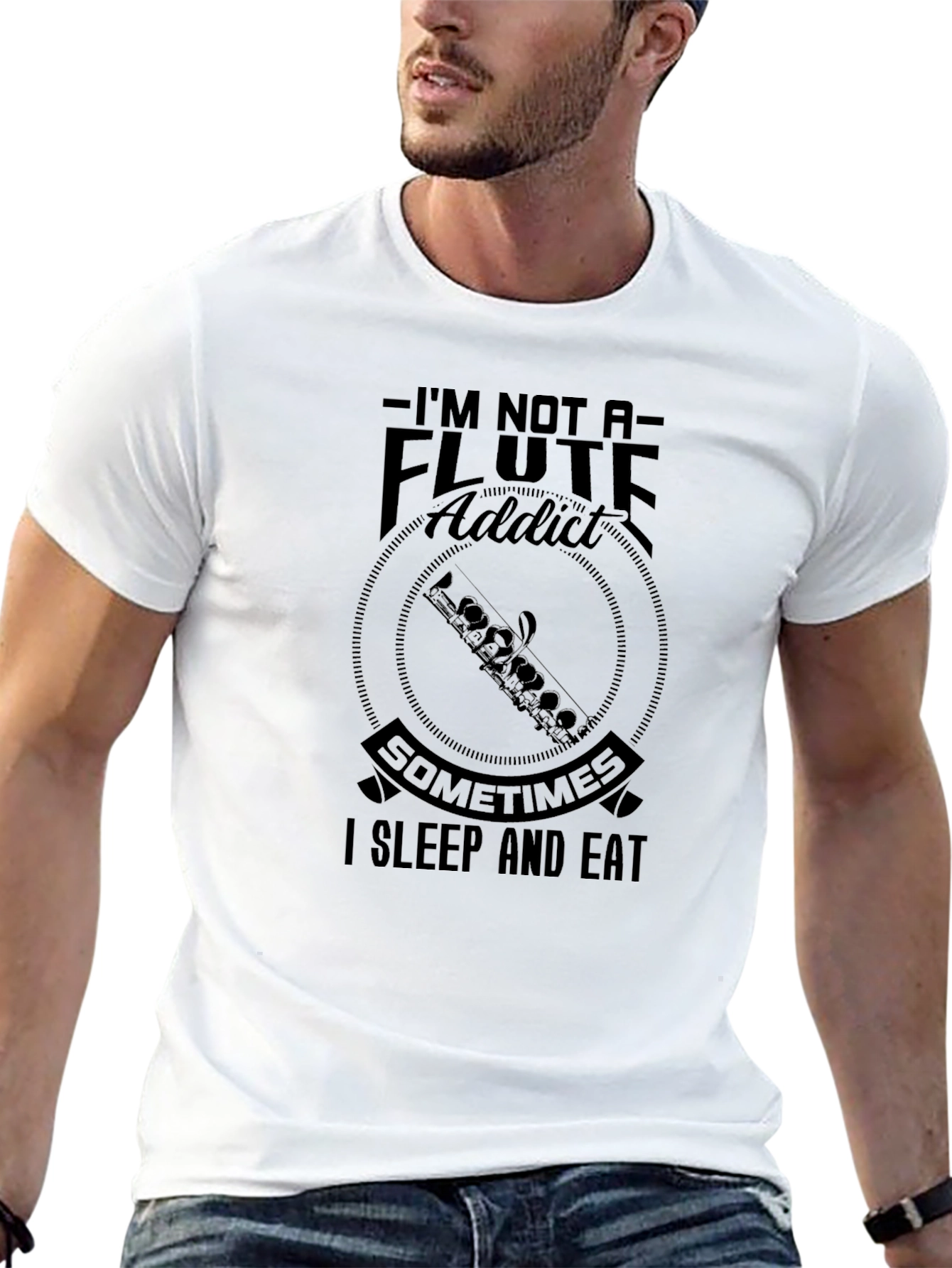 Black Flute Addict Funny Graphic T-Shirt view 13