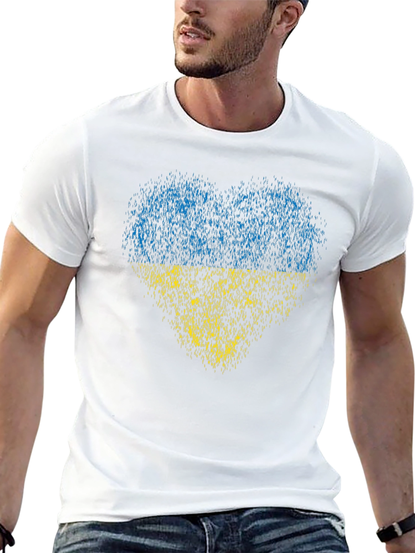 Black Ukraine Heart Flag Graphic T-Shirt - Black view 13