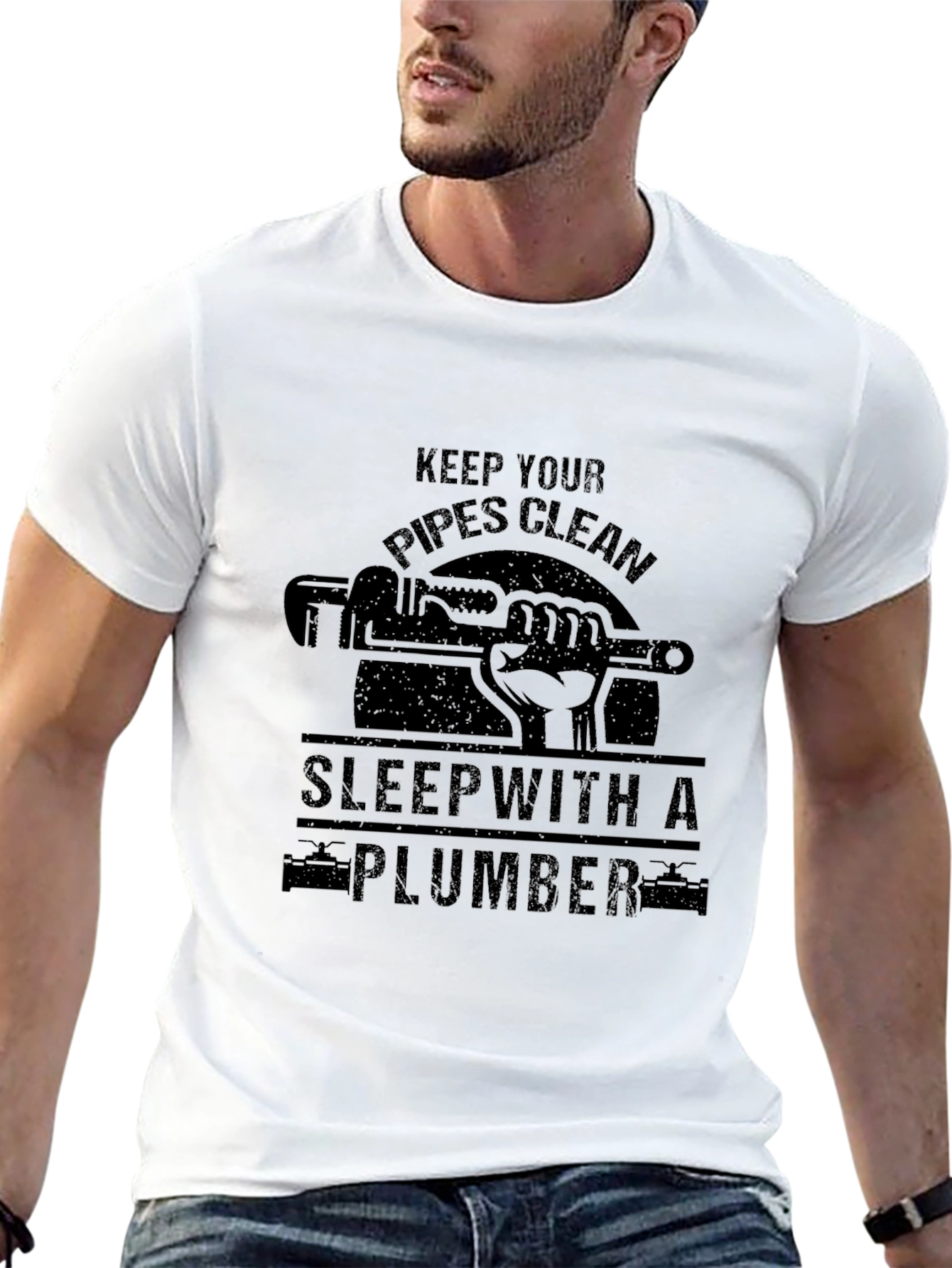 Black Keep Your Pipes Clean Plumber T-Shirt view 13