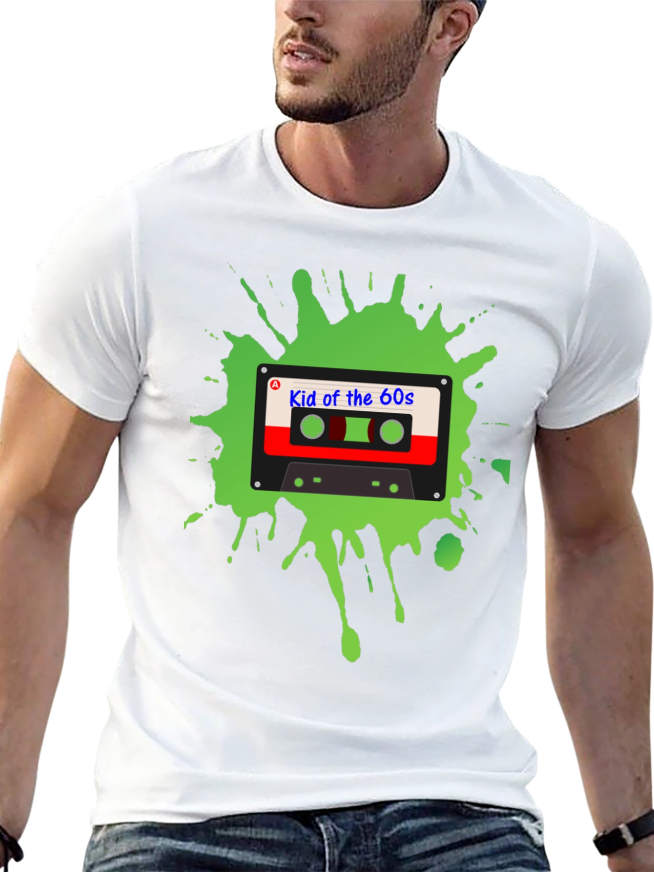 Black Retro "Kid of the 60s" Cassette Tape Graphic T-Shirt view 13