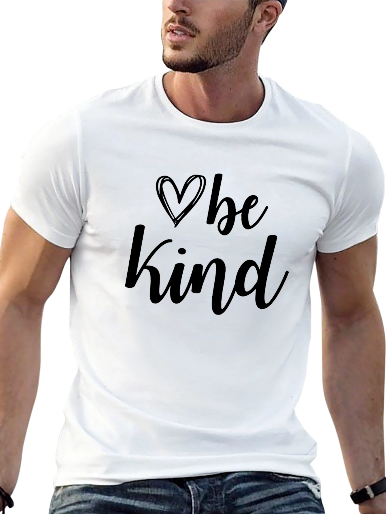 Black Be Kind Heart Graphic Black T-Shirt view 13