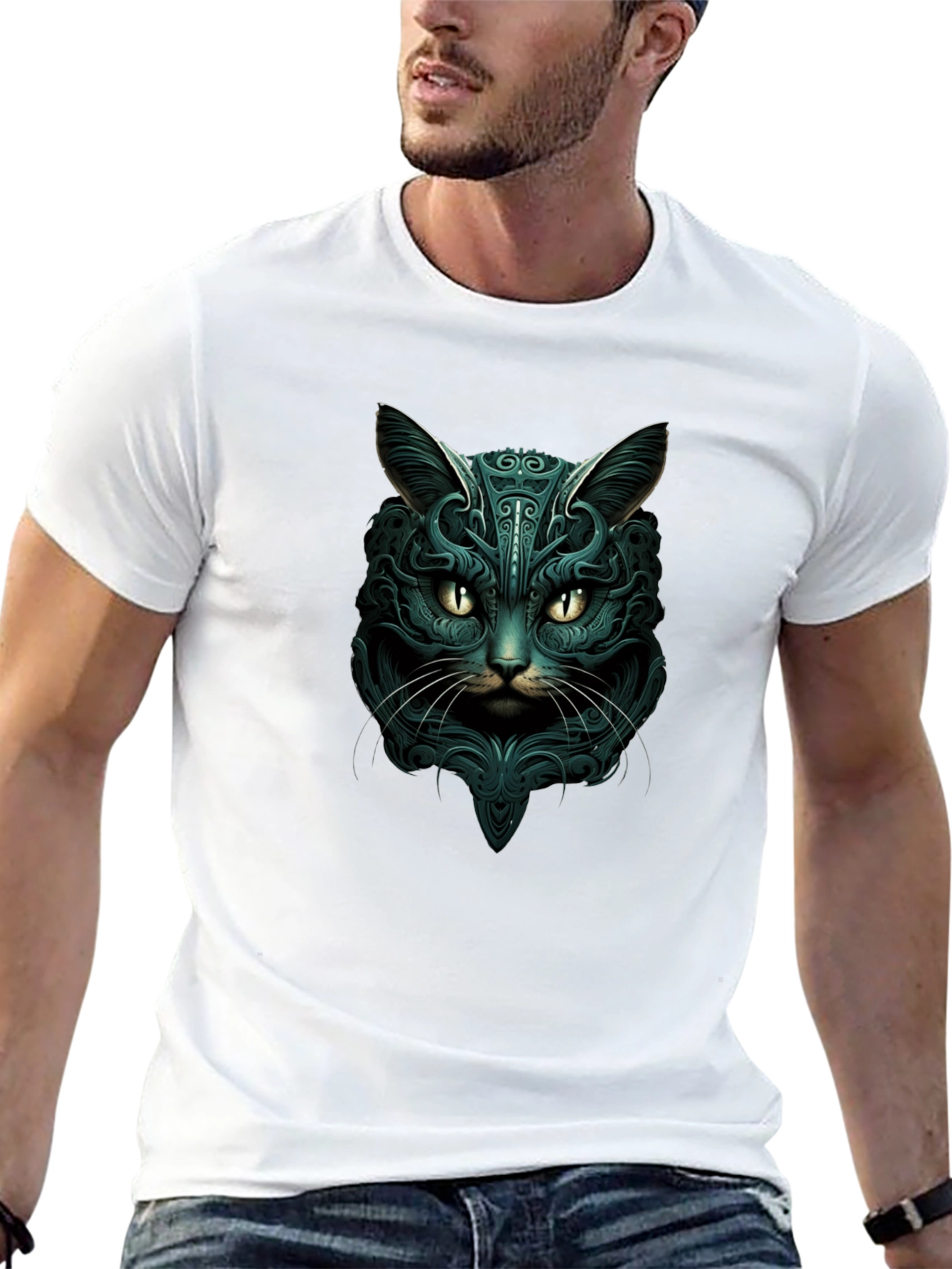 Black Mystic Cat Graphic Tee - Black view 13