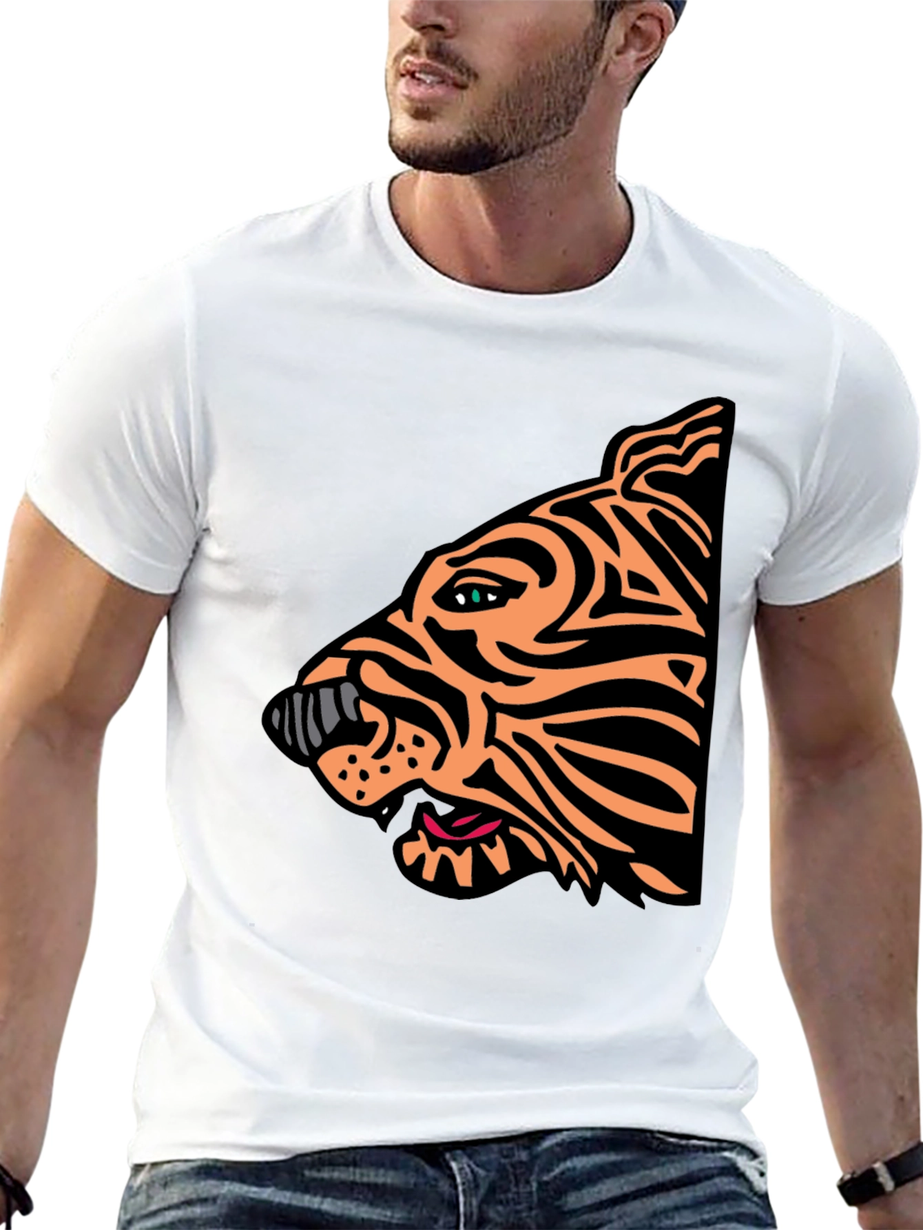 Black Bold Tiger Graphic Tee - Stylish Animal Print Shirt view 13