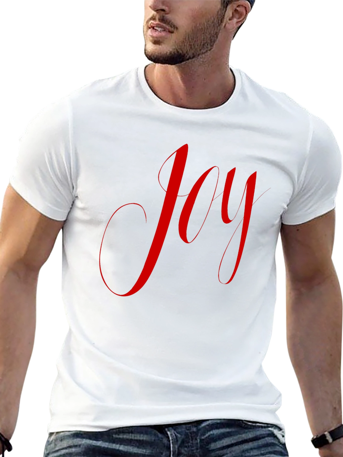 Black Joyful Red Script on Black T-Shirt view 13