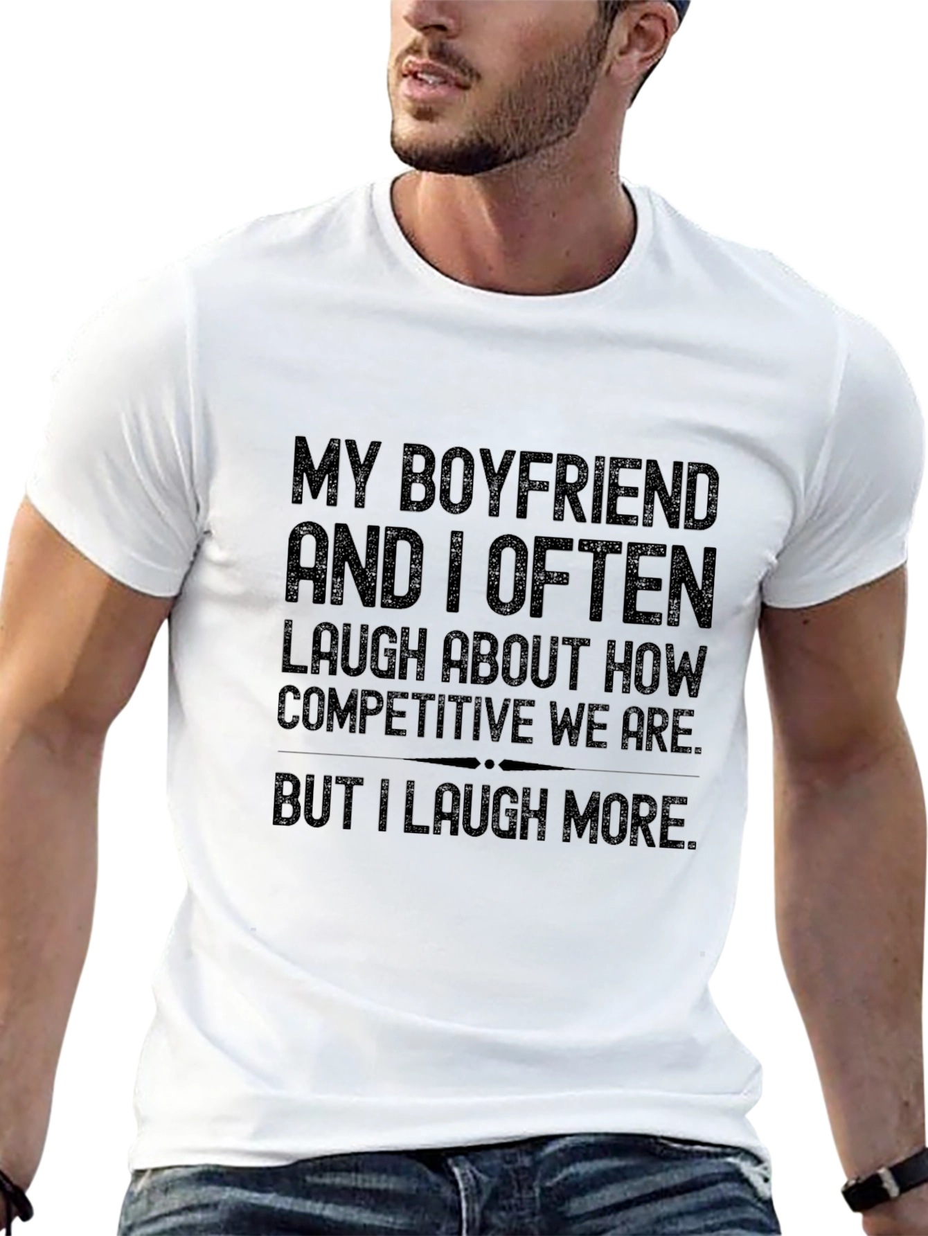 Black Funny Boyfriend T-Shirt - I Laugh More view 13