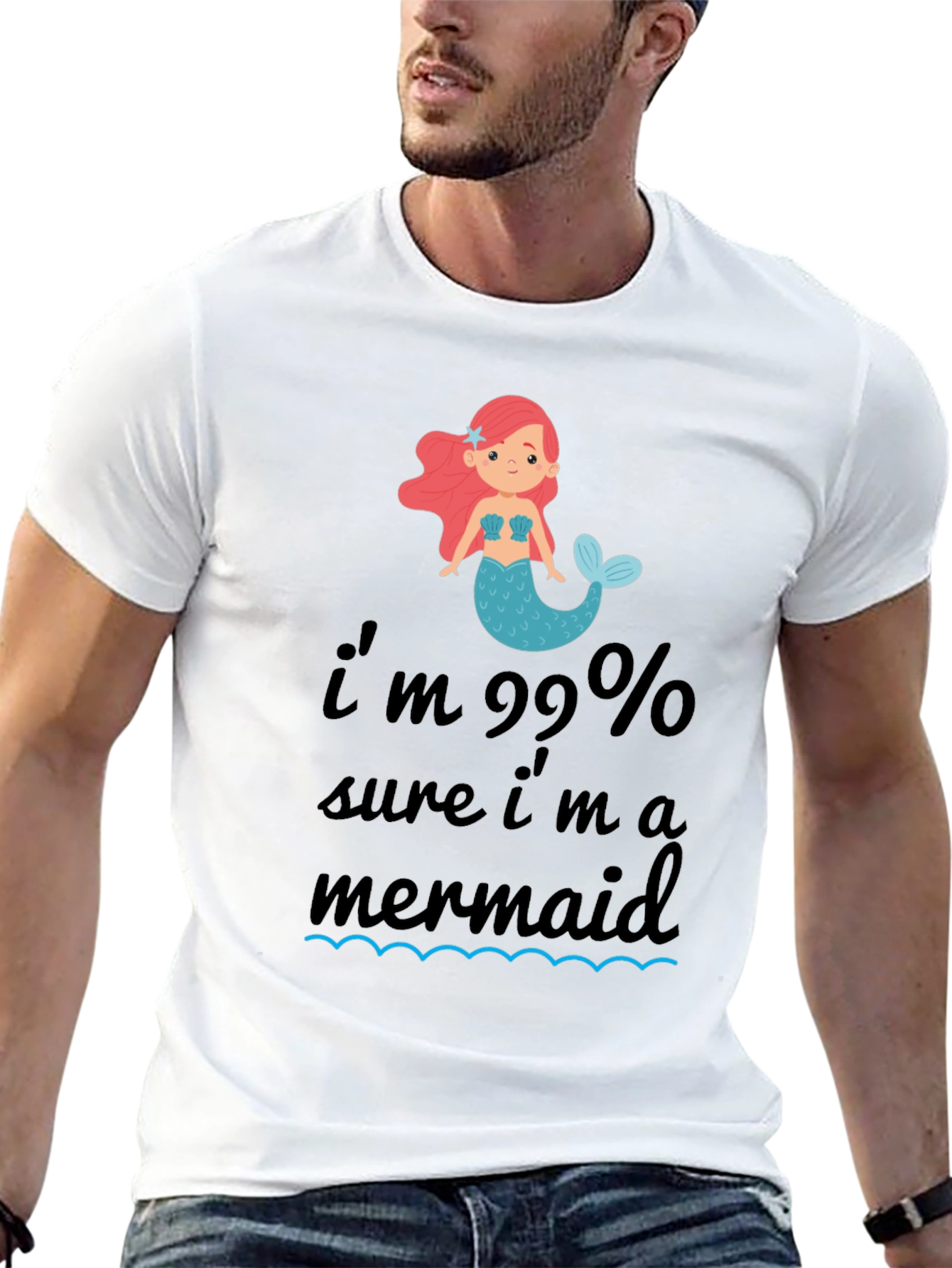 99% Mermaid T-Shirt - Black Cotton Tee - 13