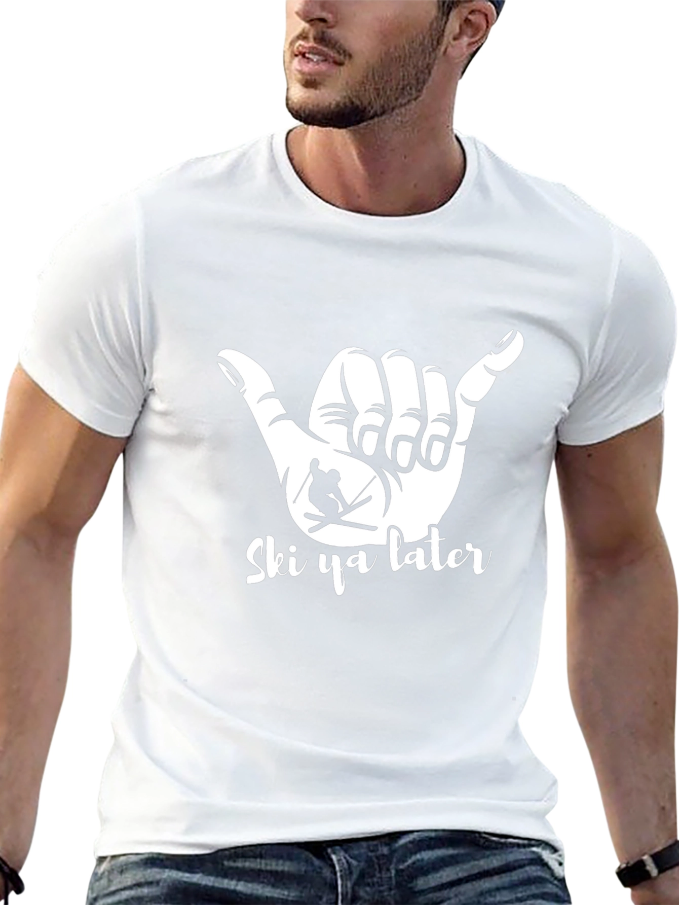 Black Ski Ya Later T-Shirt - Hang Loose Skier Tee view 13