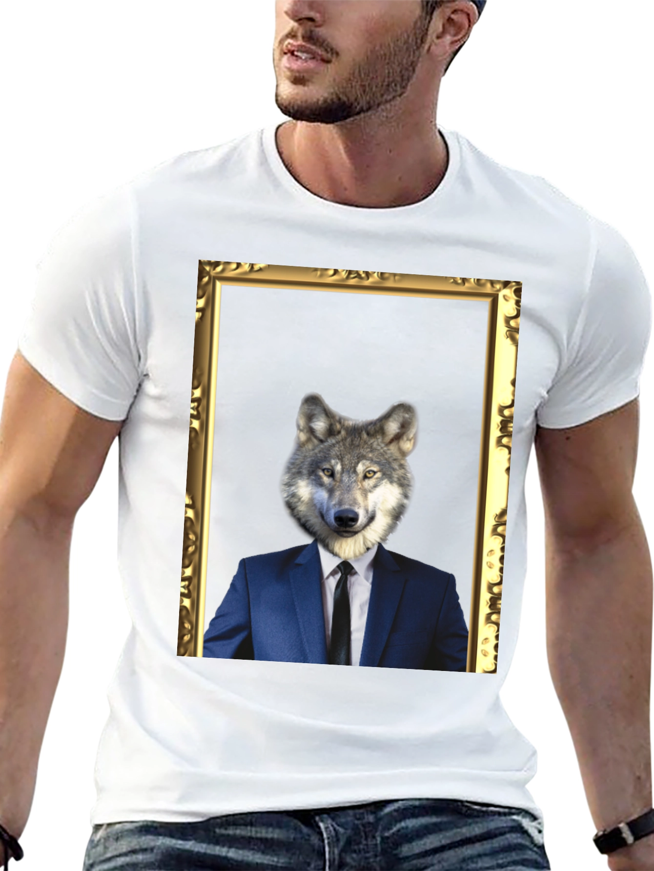 Black Wolf in Suit T-Shirt - Unique Graphic Tee view 13