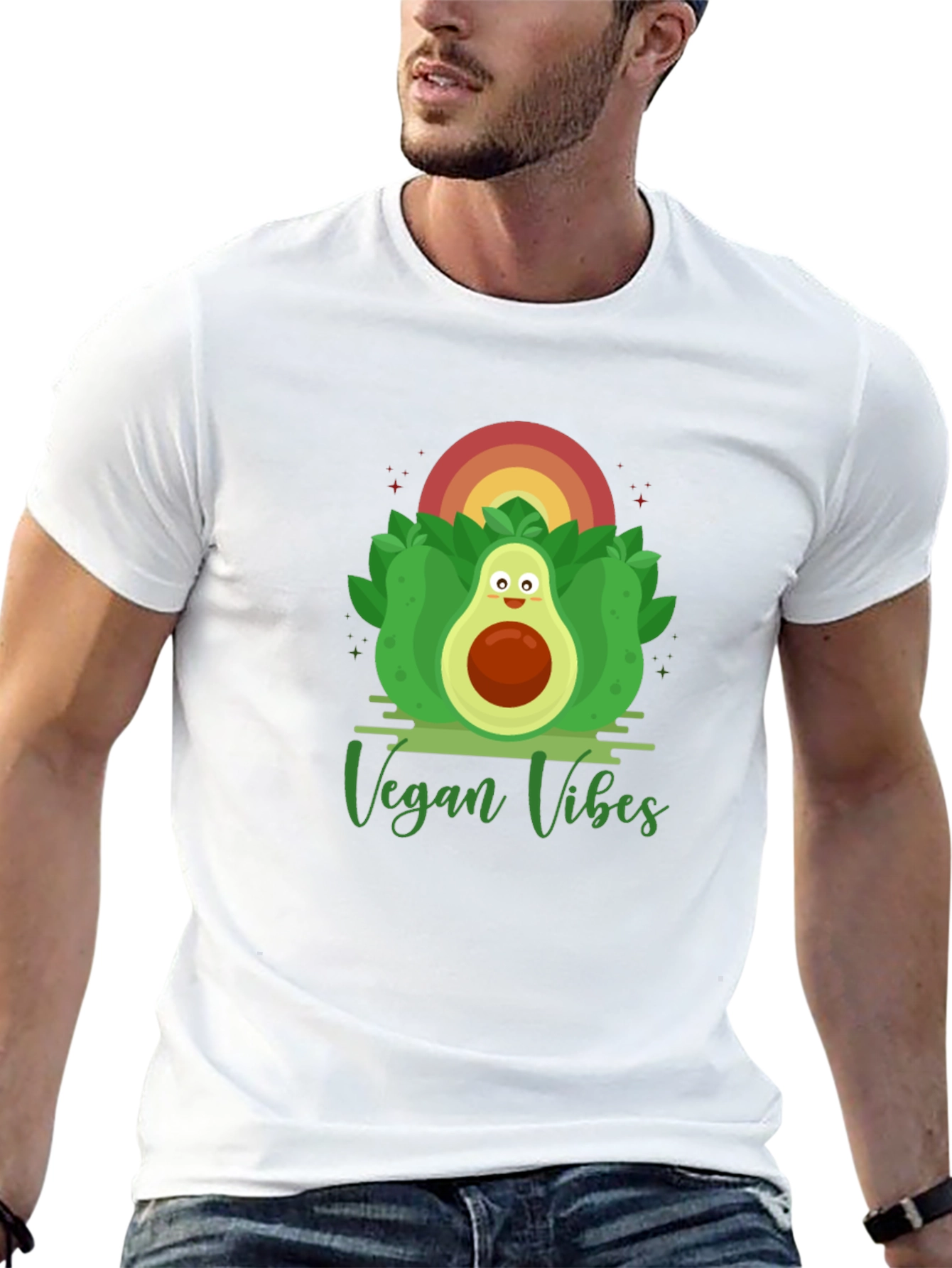 Black Vegan Vibes Graphic Tee - Avocado Design view 13