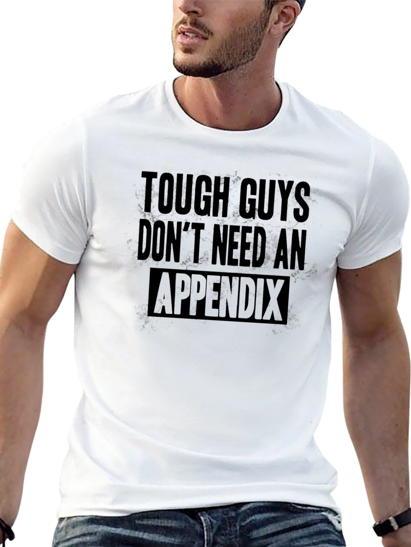 Black Tough Guys Don't Need An Appendix T-Shirt view 13