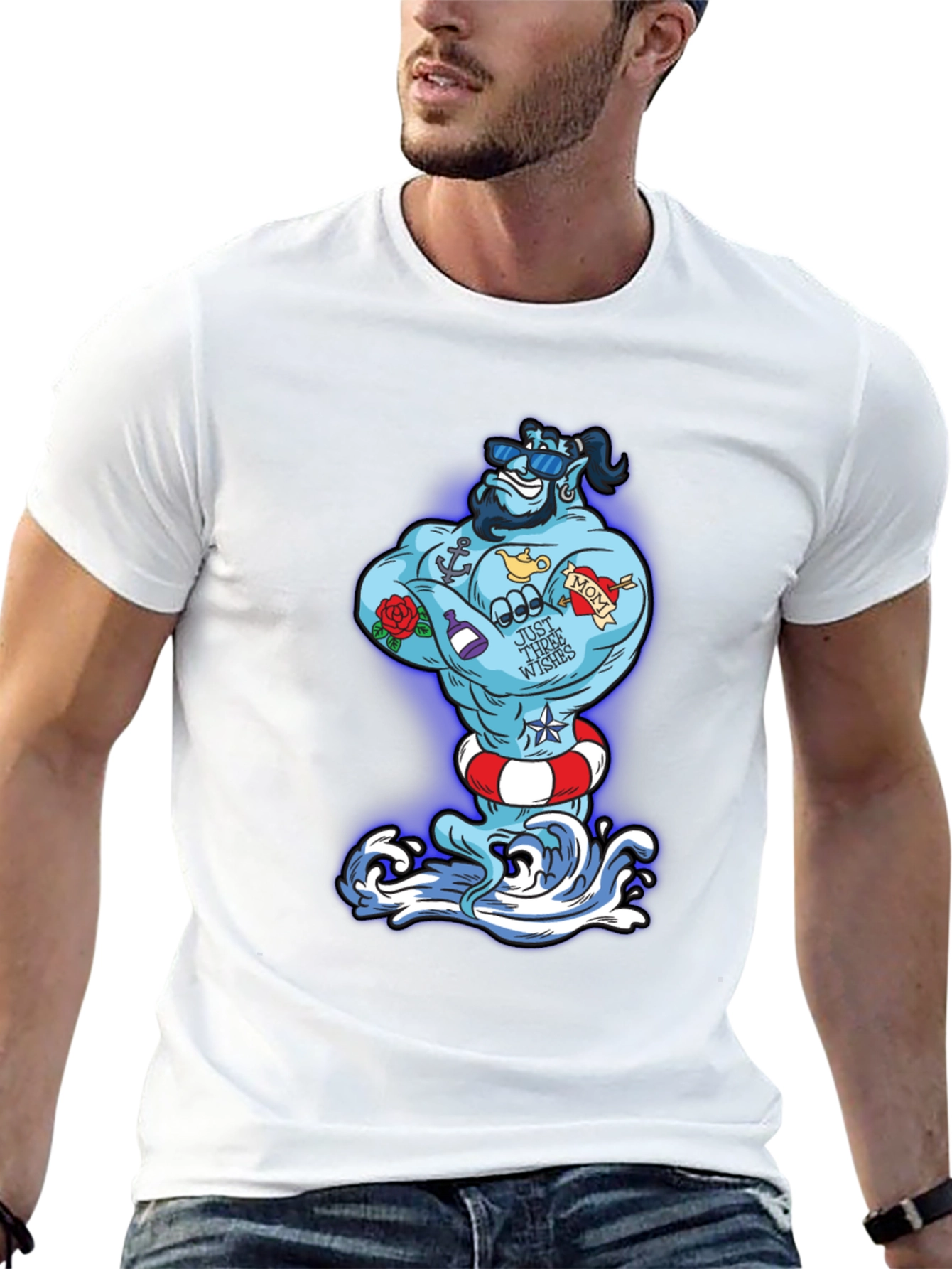 Black Cartoon Genie Tattoo T-Shirt view 13