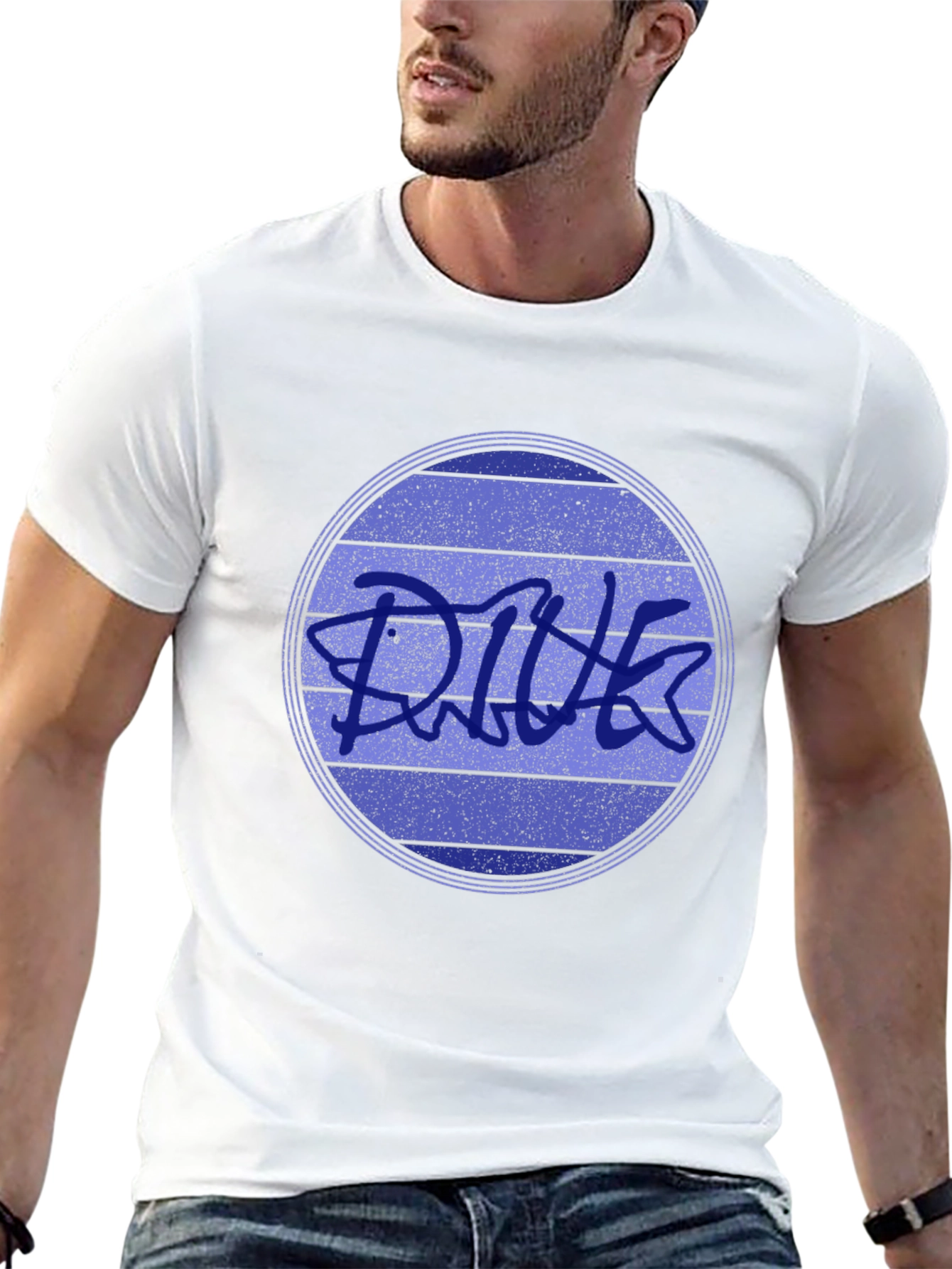 Black Retro DIVE Graphic Tee - Black Cotton Blend view 13