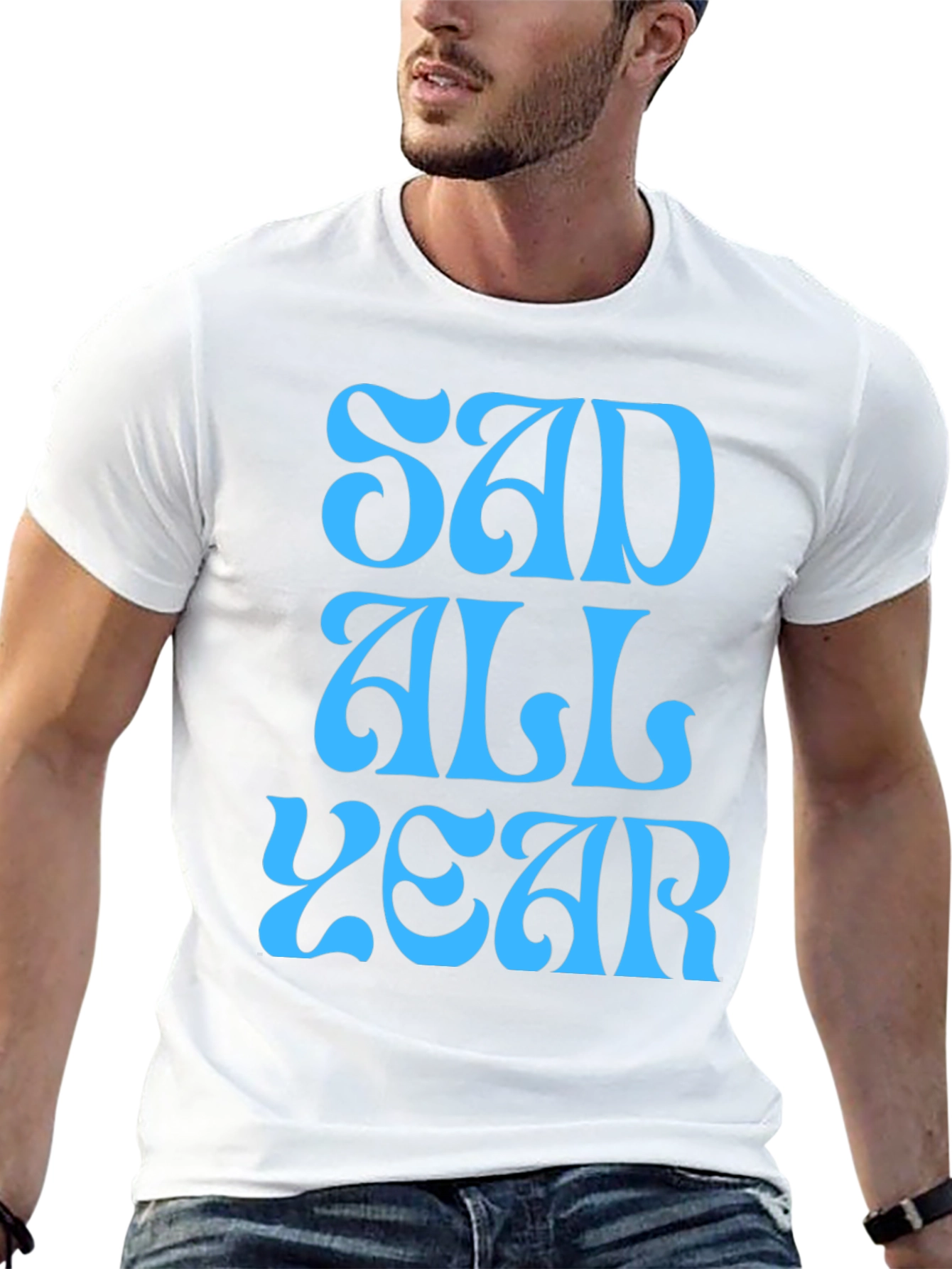 Sad All Year Graphic T-Shirt - Black - 13