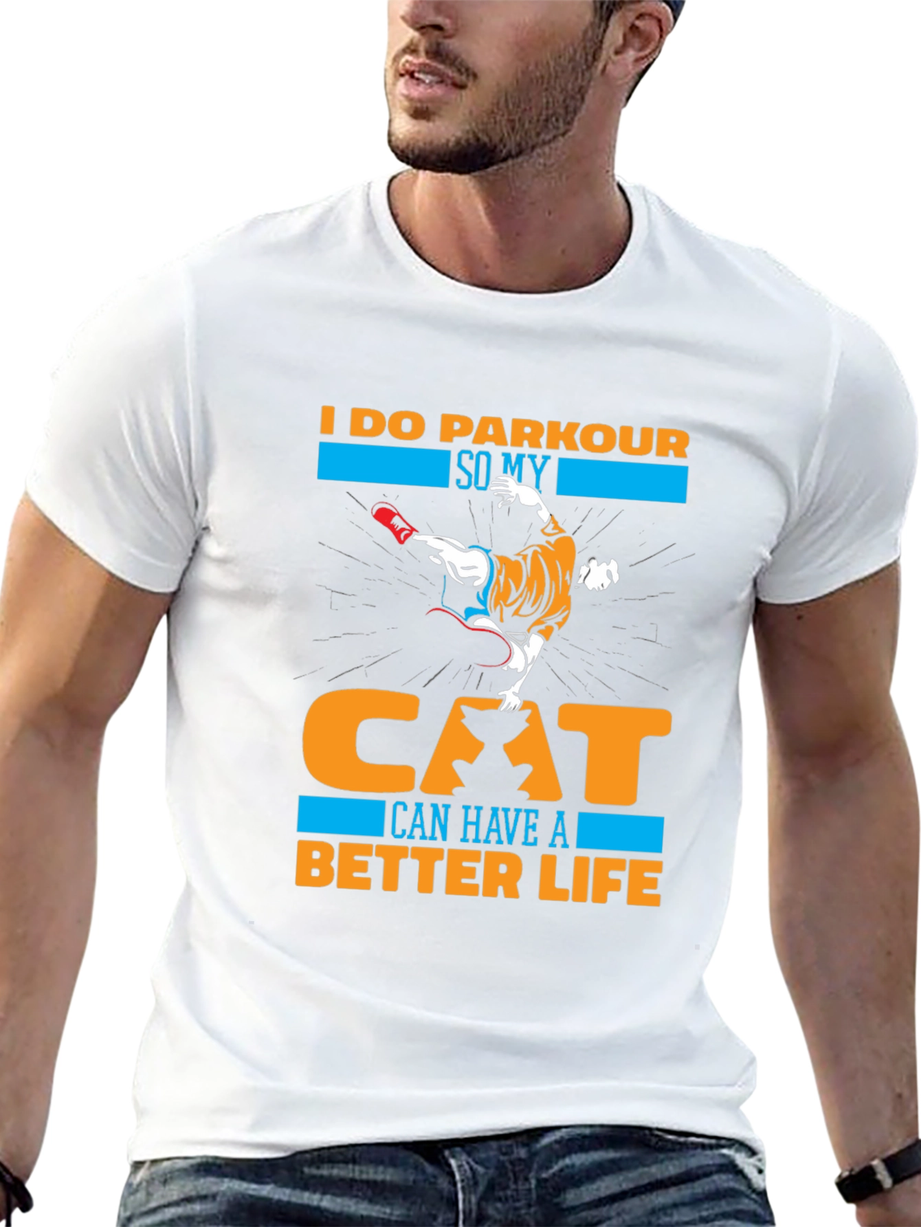 Black I Do Parkour So My Cat Can Have A Better Life T-Shirt view 13