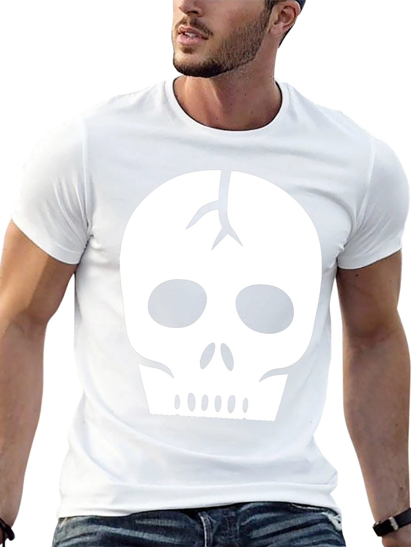 Black Skull Graphic Tee - Black Cotton Casual Shirt view 13