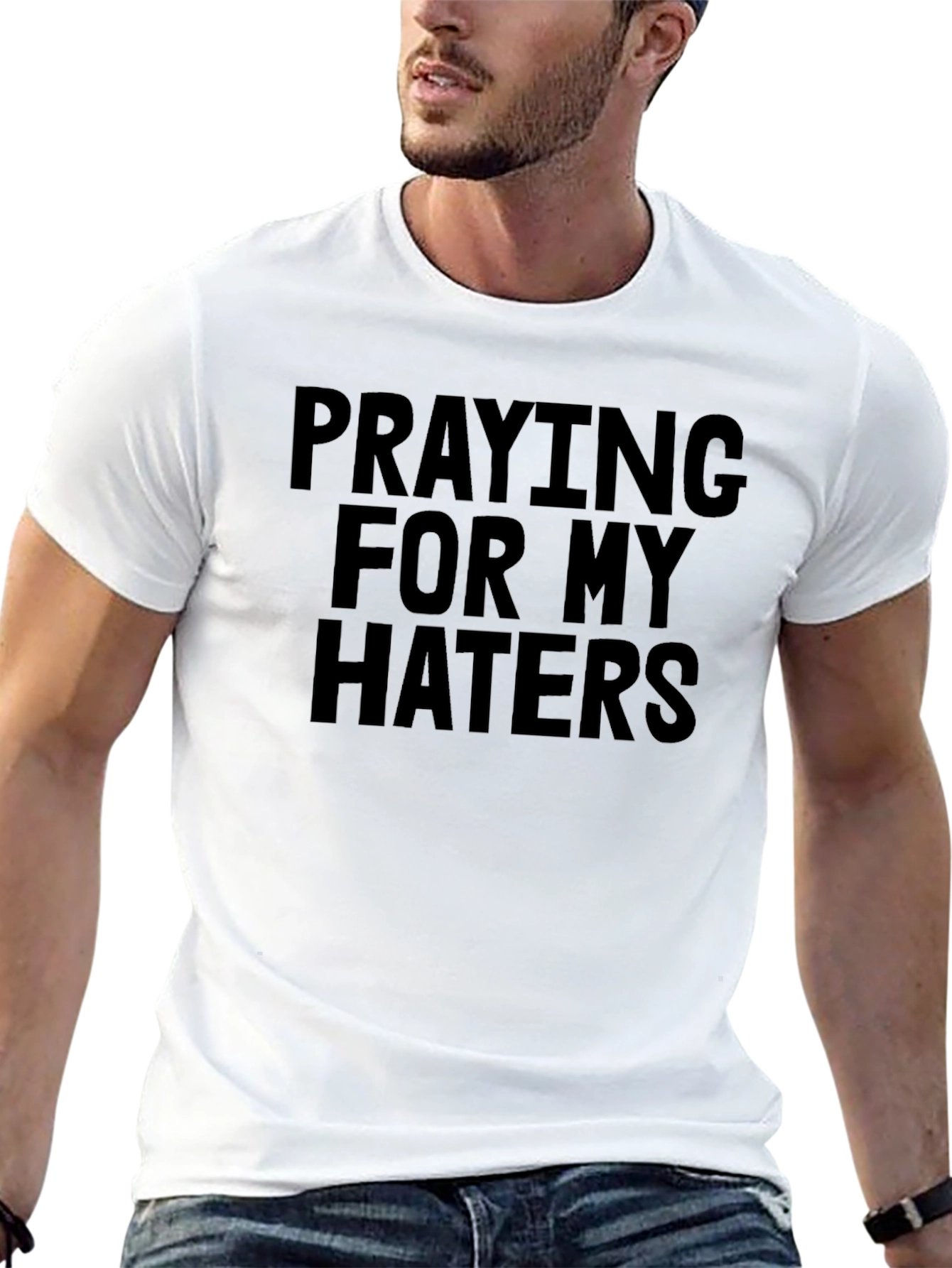 Black Praying For My Haters Black Graphic Tee view 13