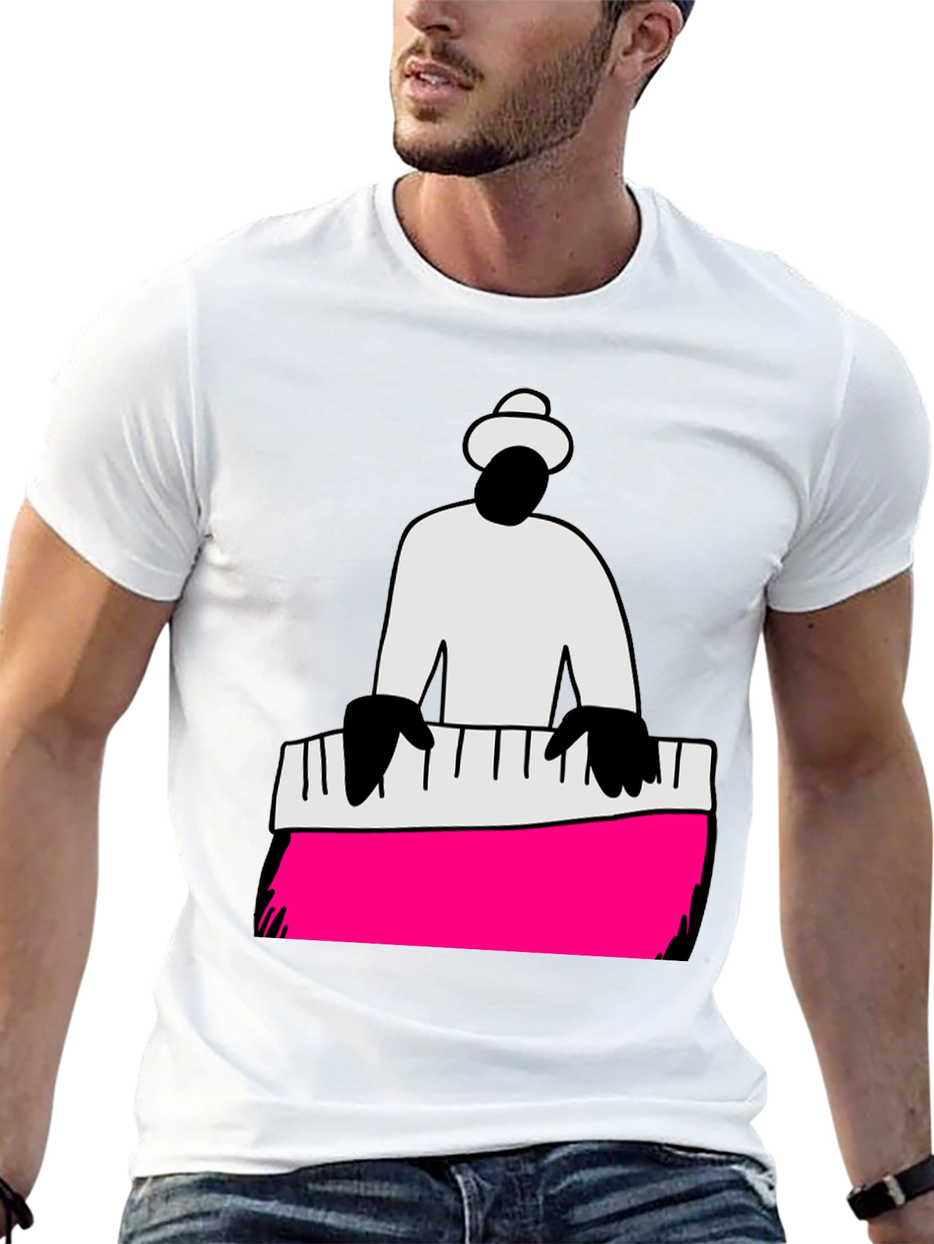 Black Piano Man Graphic Tee - Cool Musician T-Shirt view 13