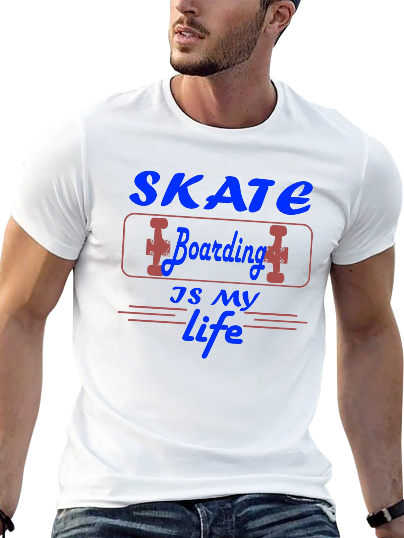 Black Skate Boarding is My Life Graphic T-Shirt view 13