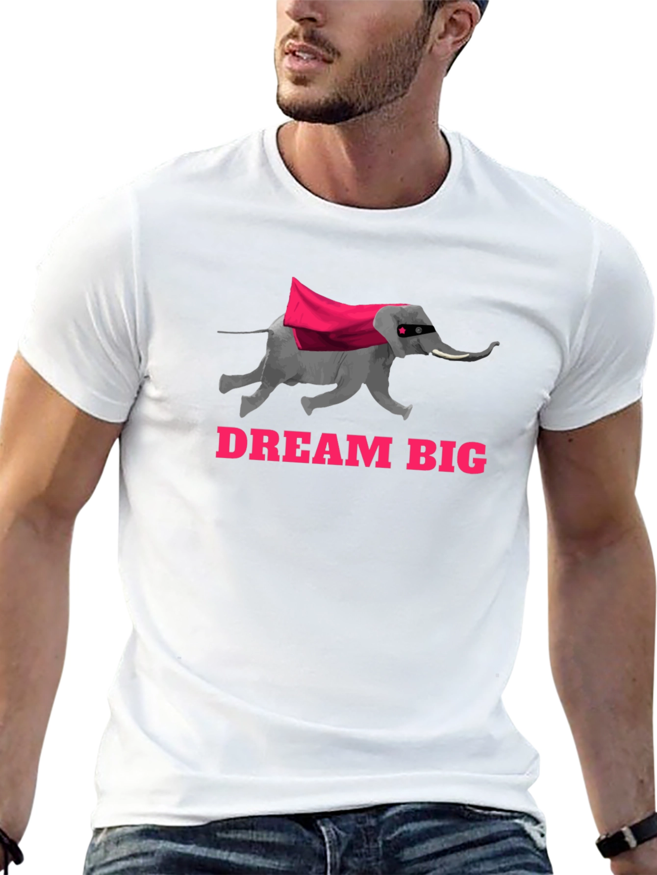 Black Dream Big Elephant Superhero Black T-Shirt view 13