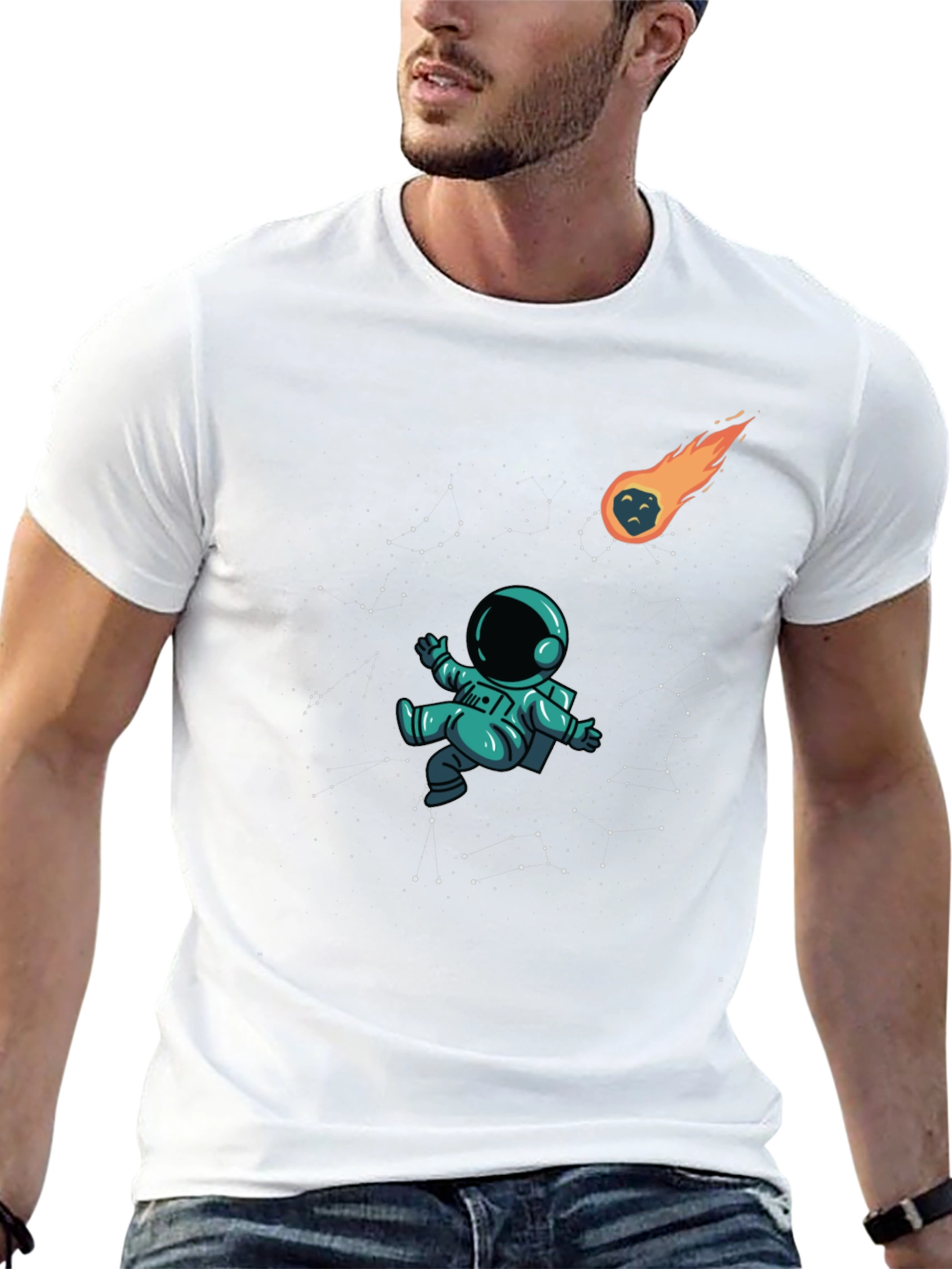 Black Astronaut in Space Black T-Shirt view 13
