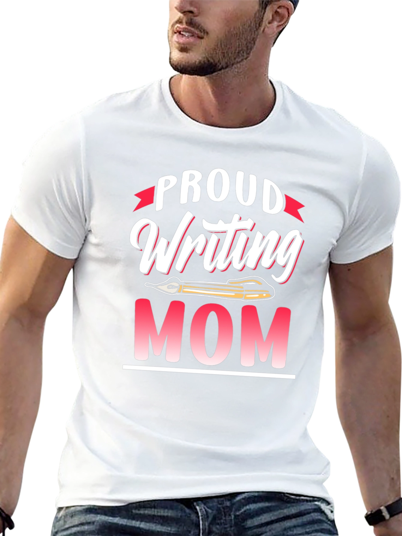 Black Proud Writing Mom T-Shirt - Novelty Tee view 13