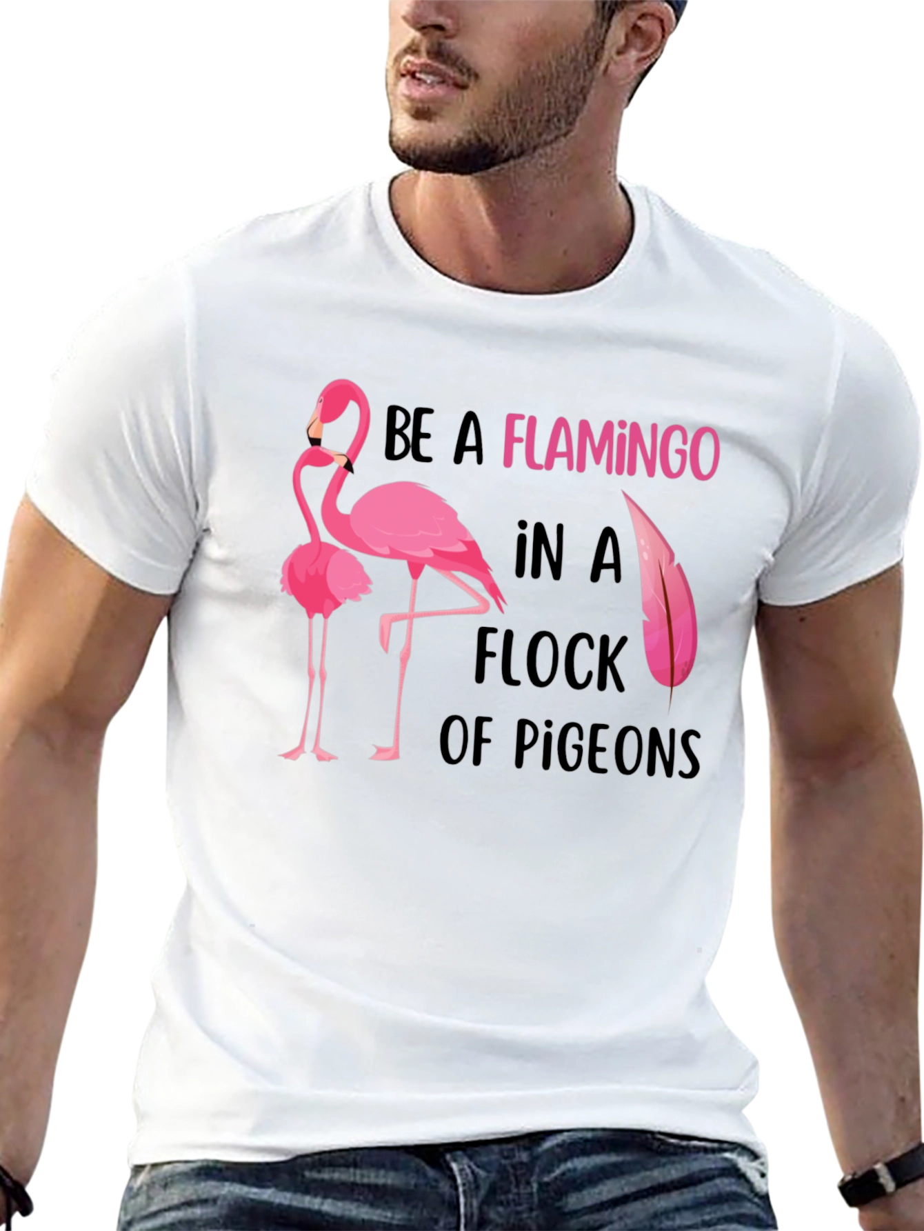 Black Be a Flamingo Graphic Tee - Statement T-Shirt view 13