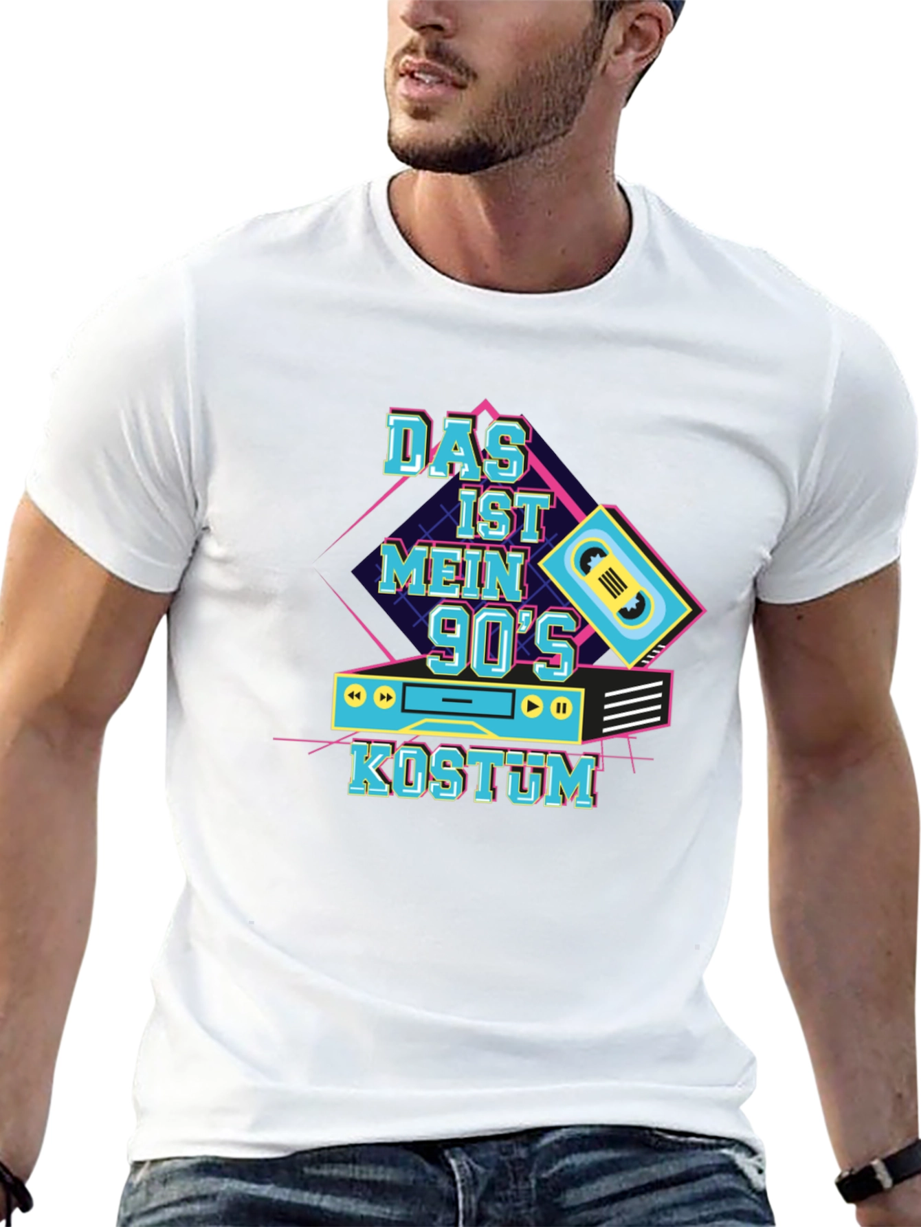 Black 90's Costume Party T-Shirt view 13