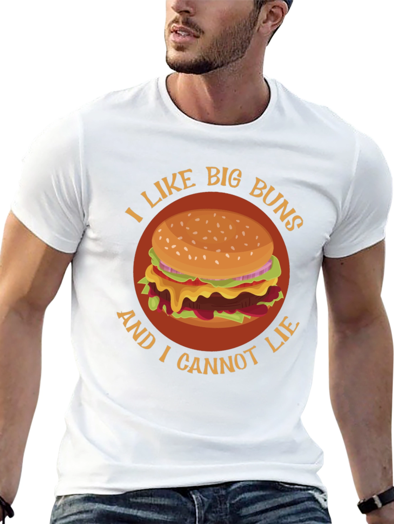Black I Like Big Buns Funny Hamburger Graphic T-Shirt view 13