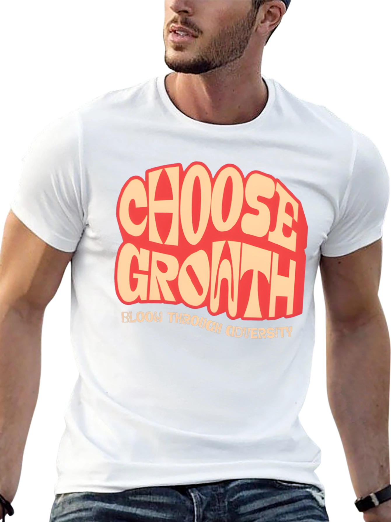 Black Choose Growth T-Shirt: Bloom Through Adversity, Black view 13