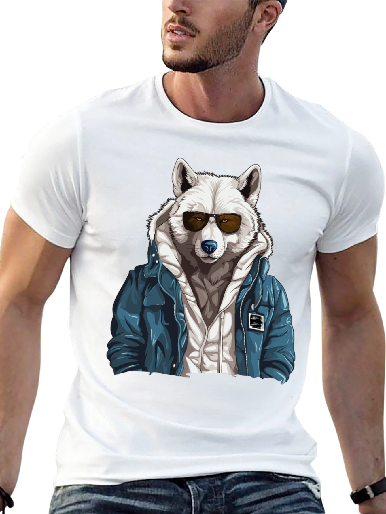 Black Cool Wolf Graphic Tee - Streetwear Style view 13