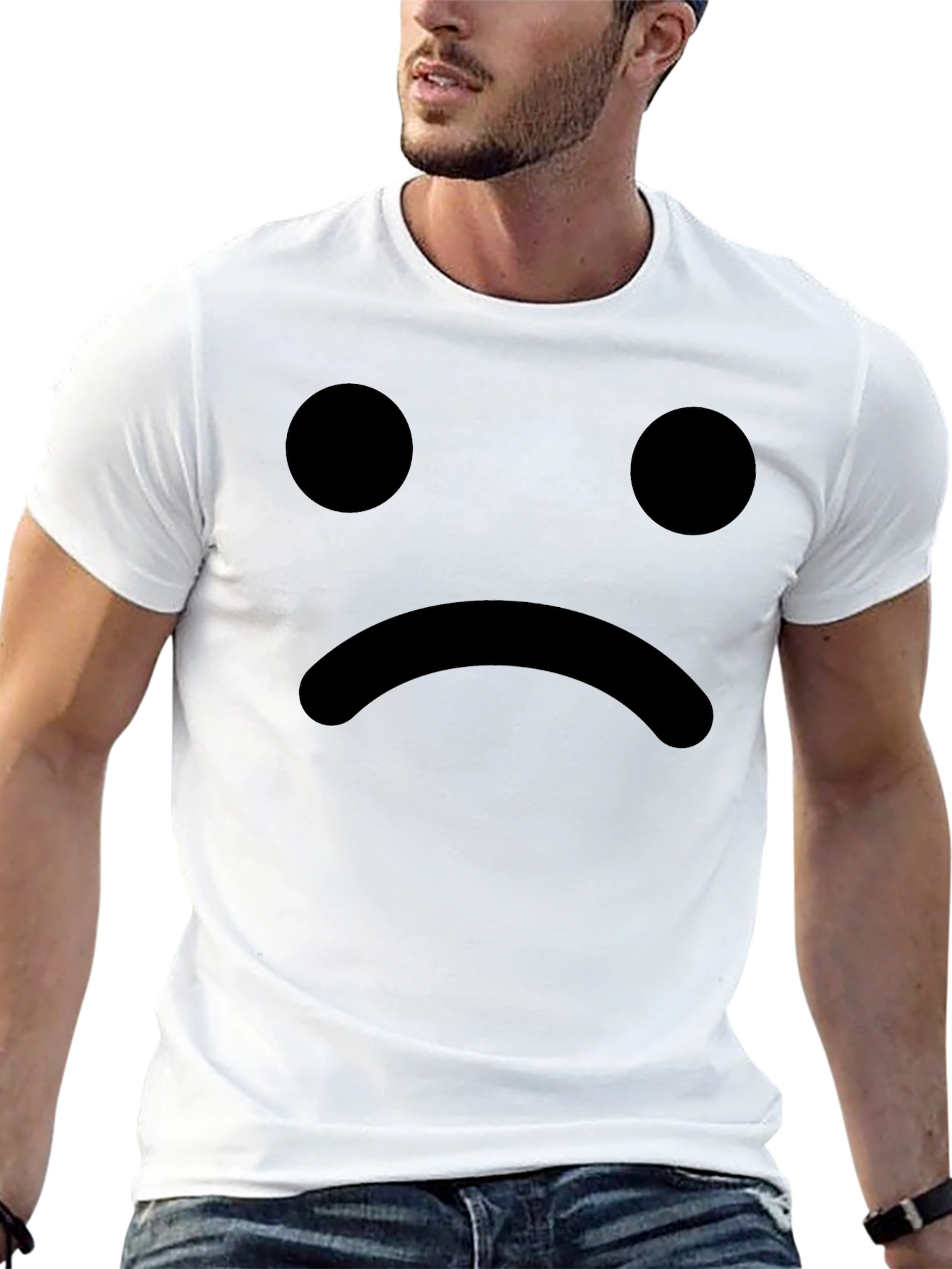 Black Sad Face Graphic Tee - Black Cotton Comfort view 13