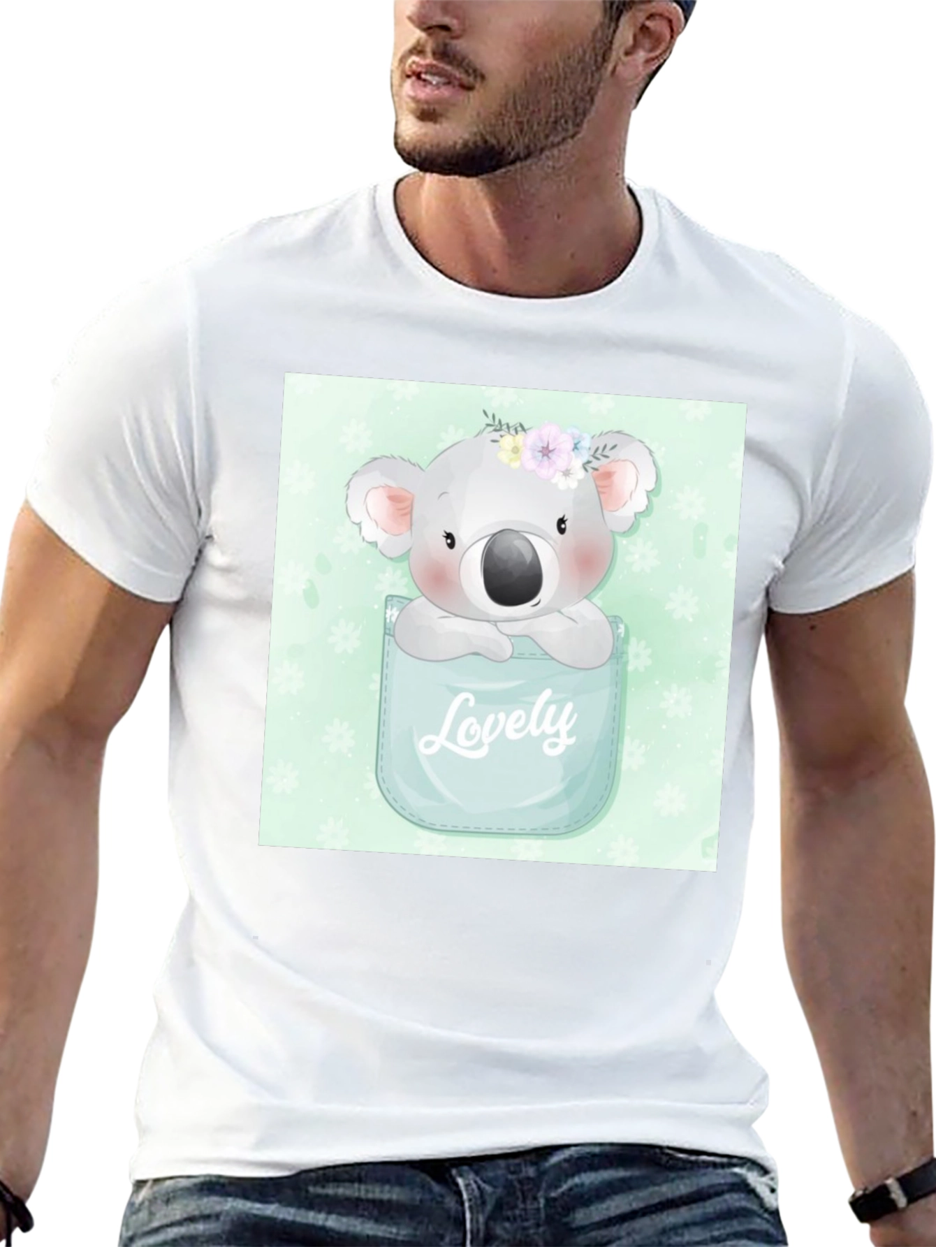 Black Koala 'Lovely' Pocket T-Shirt - Adorable Graphic Tee view 13