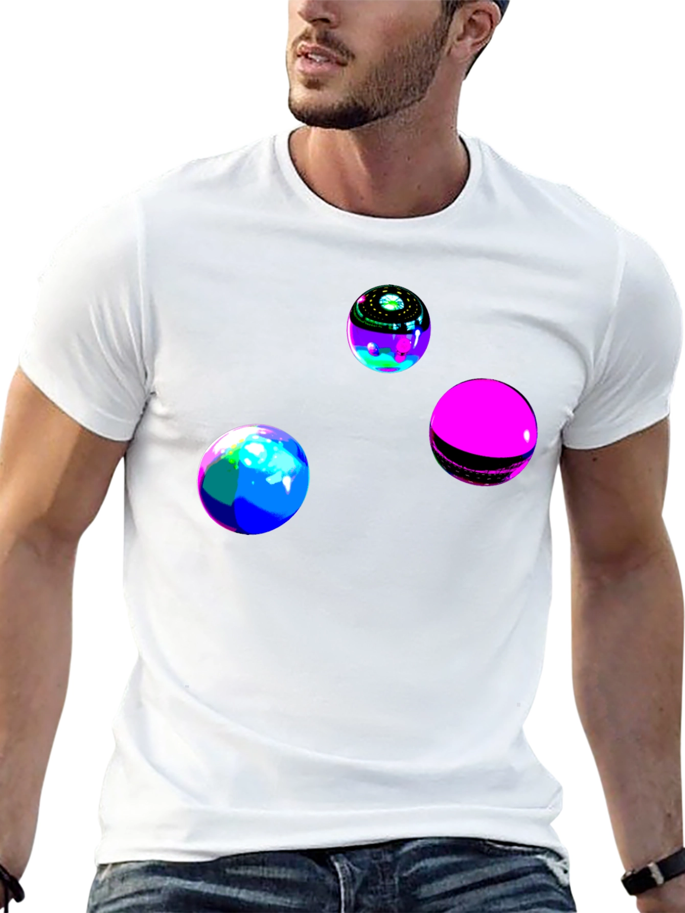 Black Abstract Orb Graphic Black T-Shirt view 13