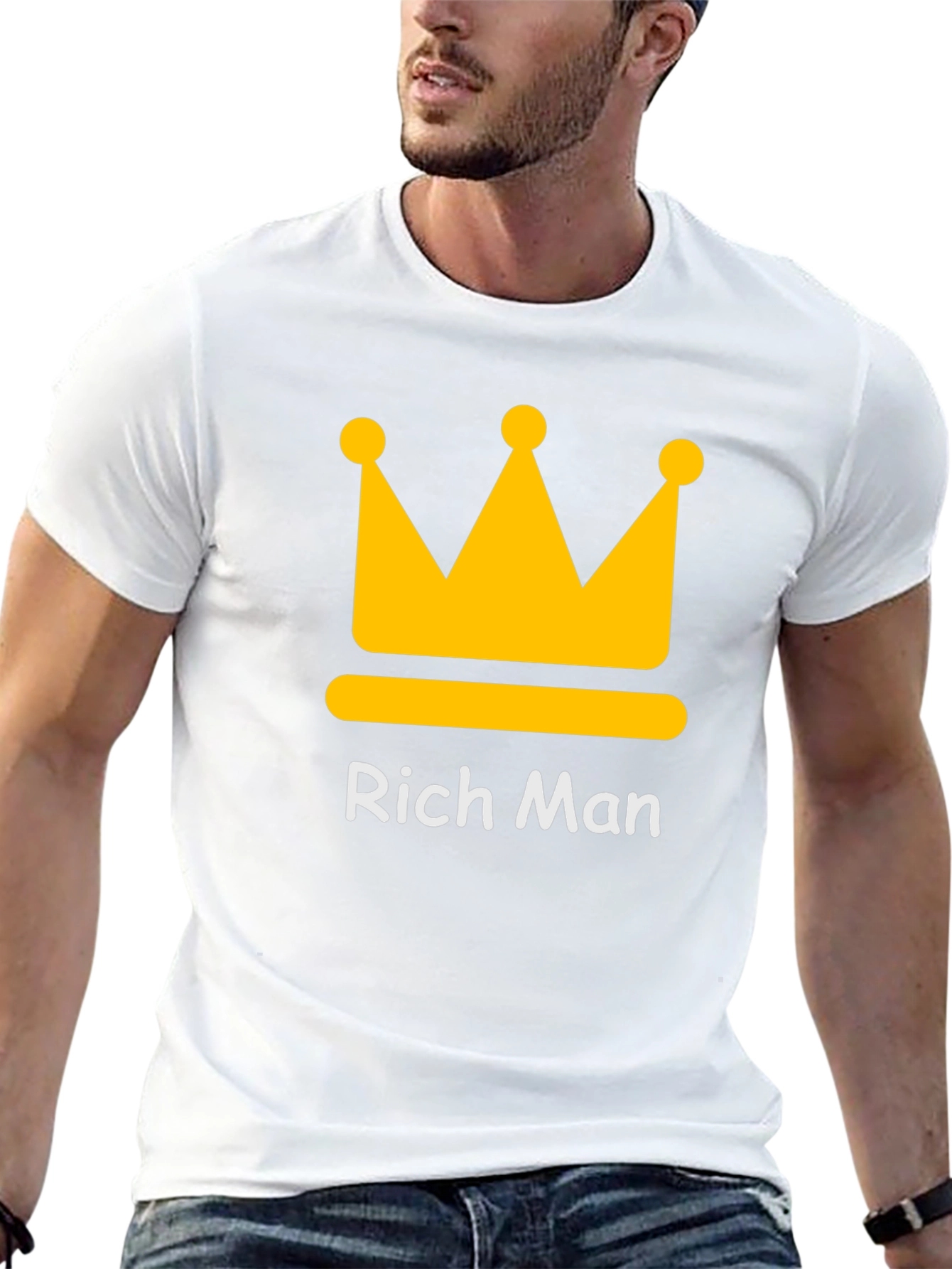 Black Rich Man Crown Graphic Tee - Black Crew Neck T-Shirt view 13