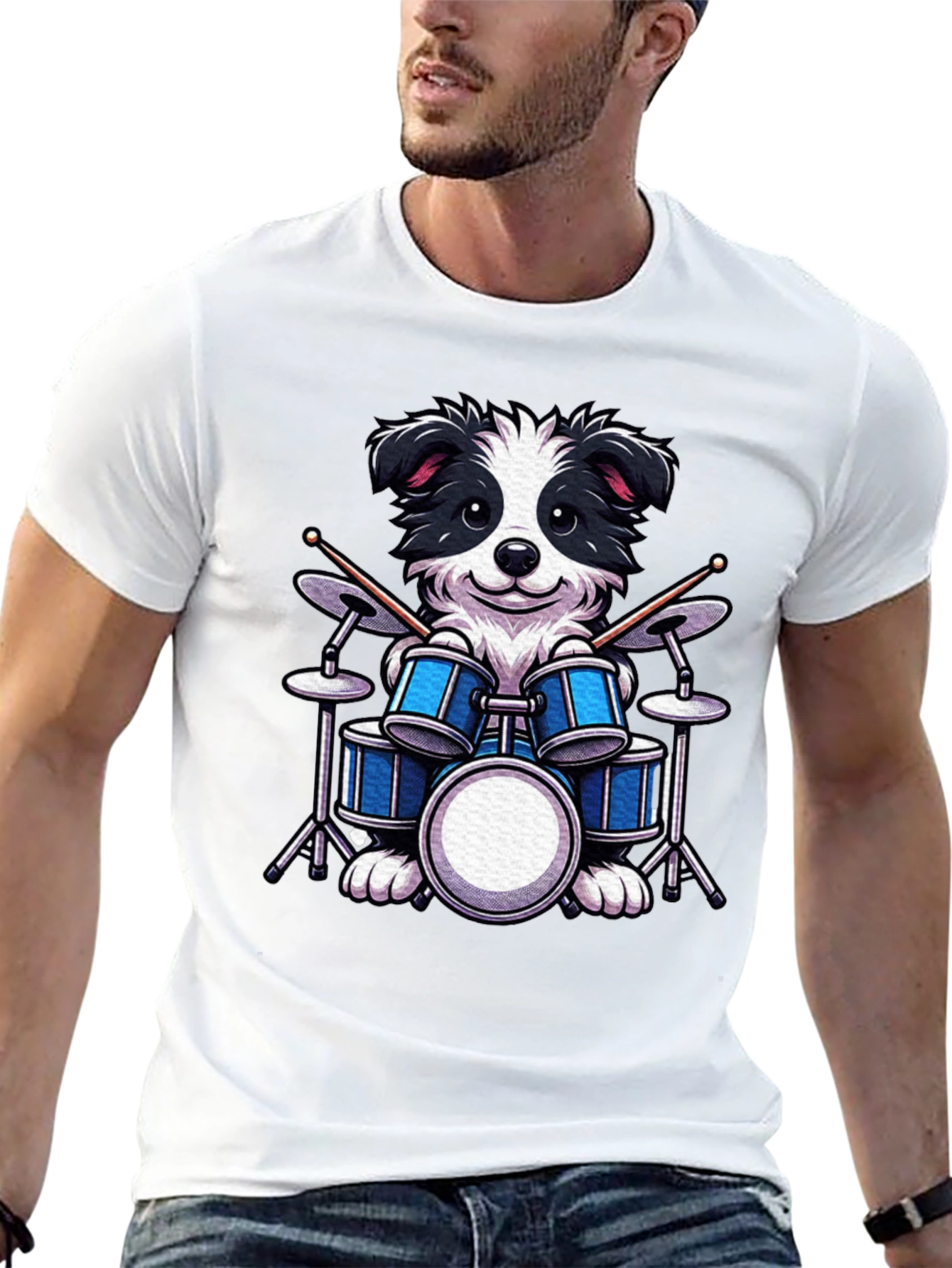 Black Drummer Dog T-Shirt - Black view 13