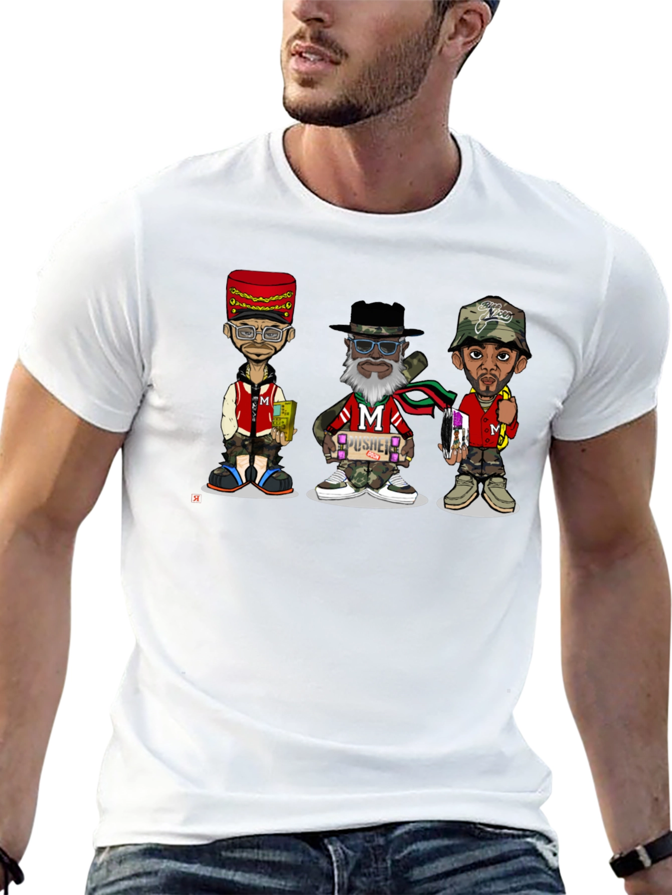 Black Stylish Cartoon Character Graphic T-Shirt view 13