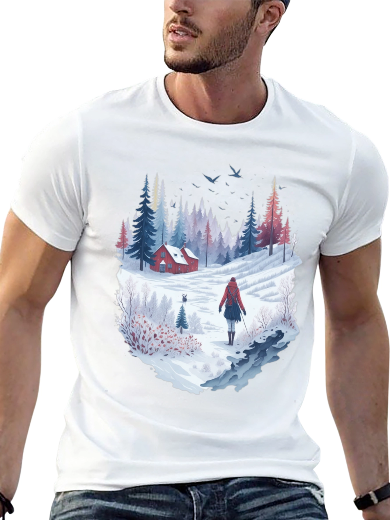 Black Winter Cabin T-Shirt view 13