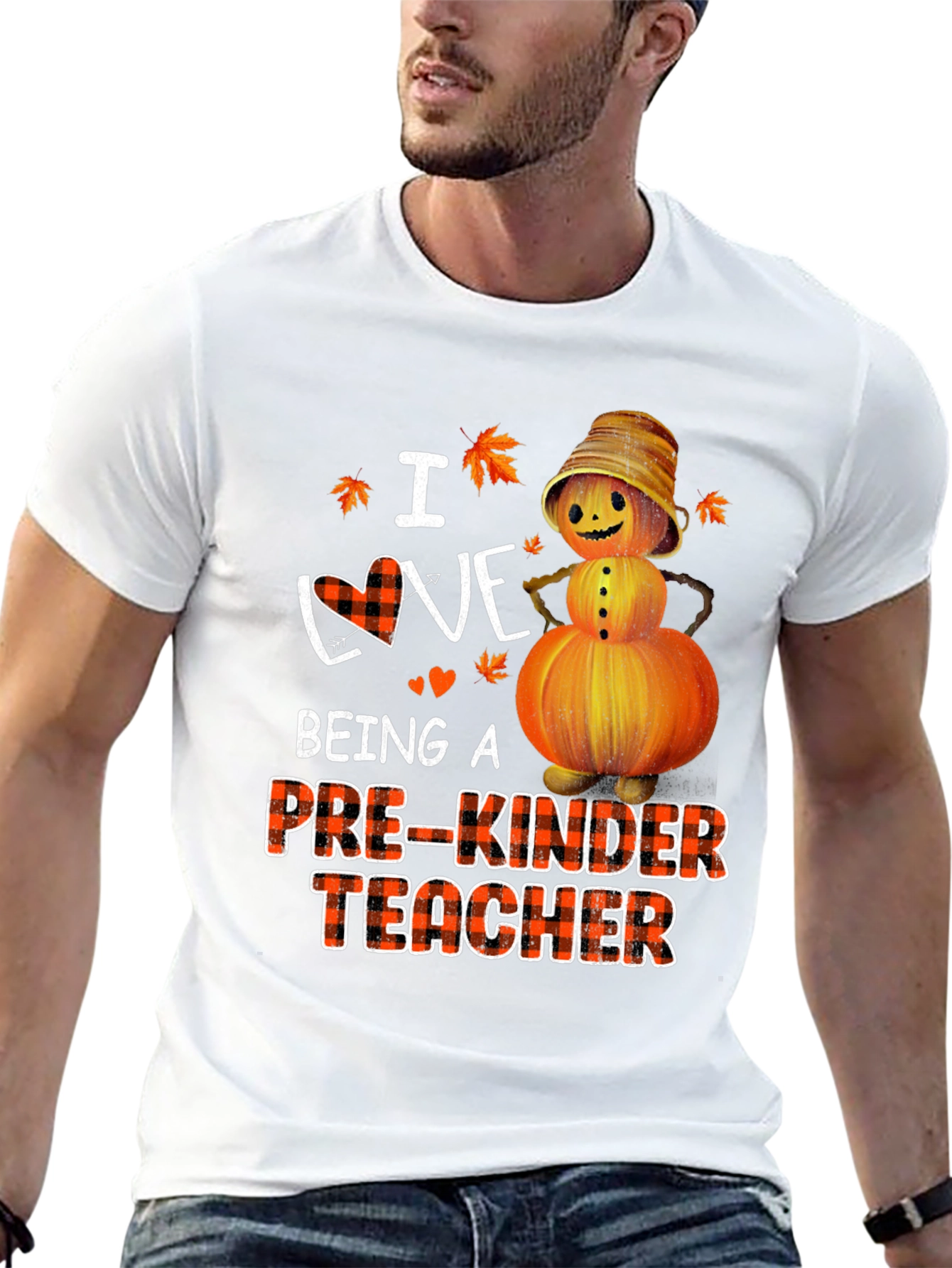 Black Pre-Kinder Teacher Fall Pumpkin T-Shirt view 13