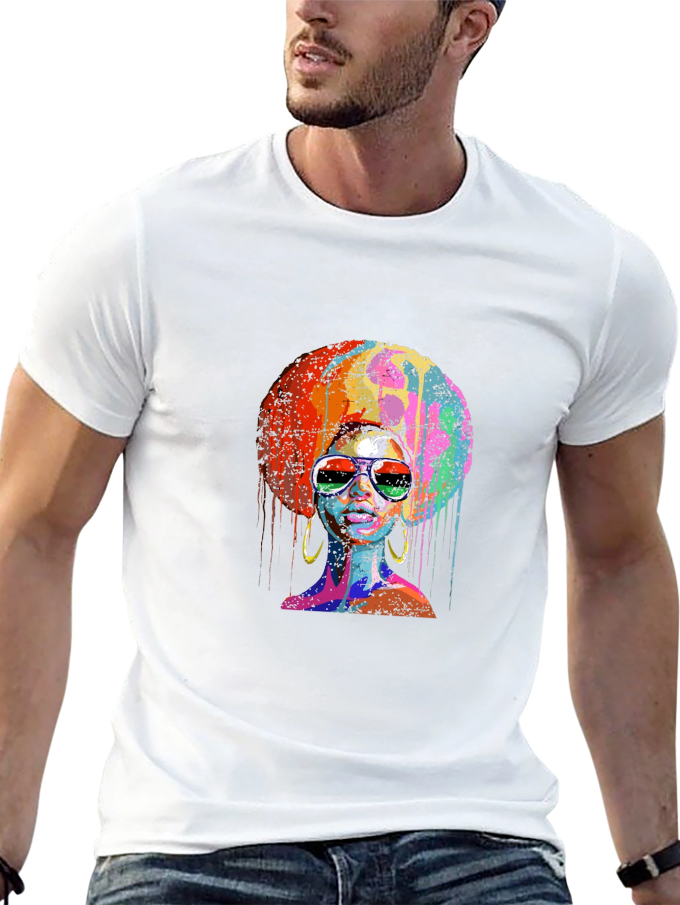 Black Afro Woman Graphic Tee - Vivid Colors view 13