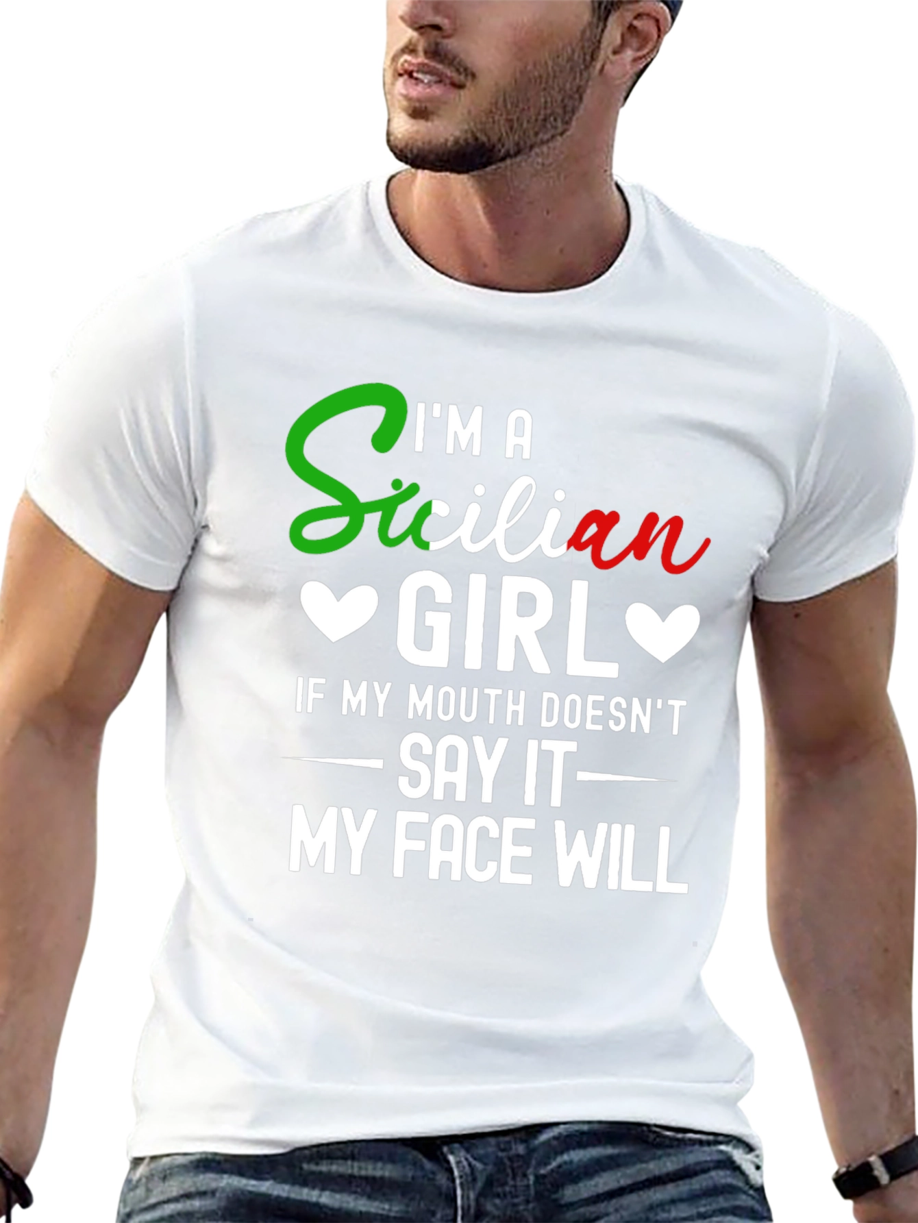 Black I'm a Sicilian Girl Funny T-Shirt view 13
