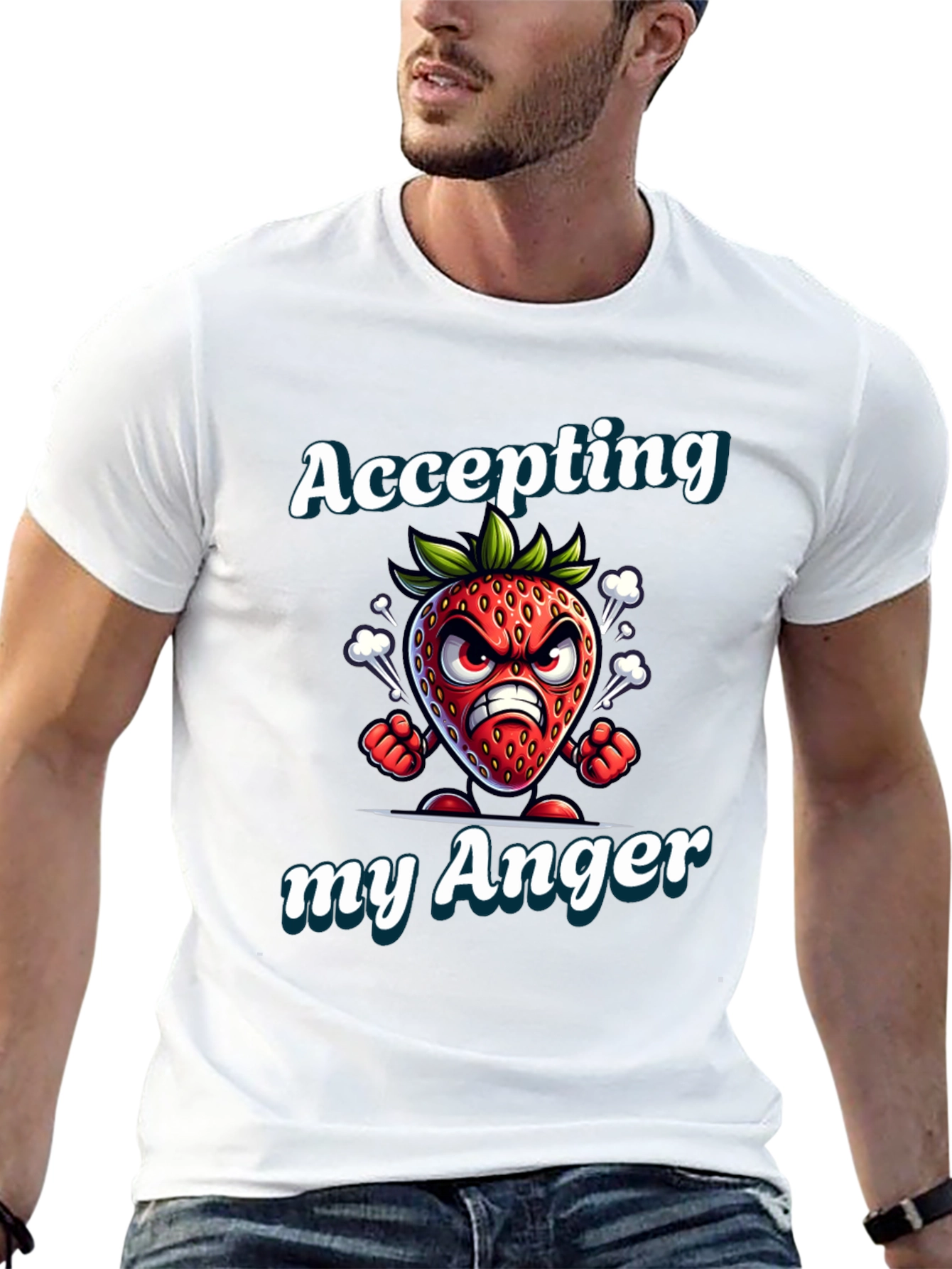 Black Accepting My Anger Strawberry Graphic T-Shirt view 13