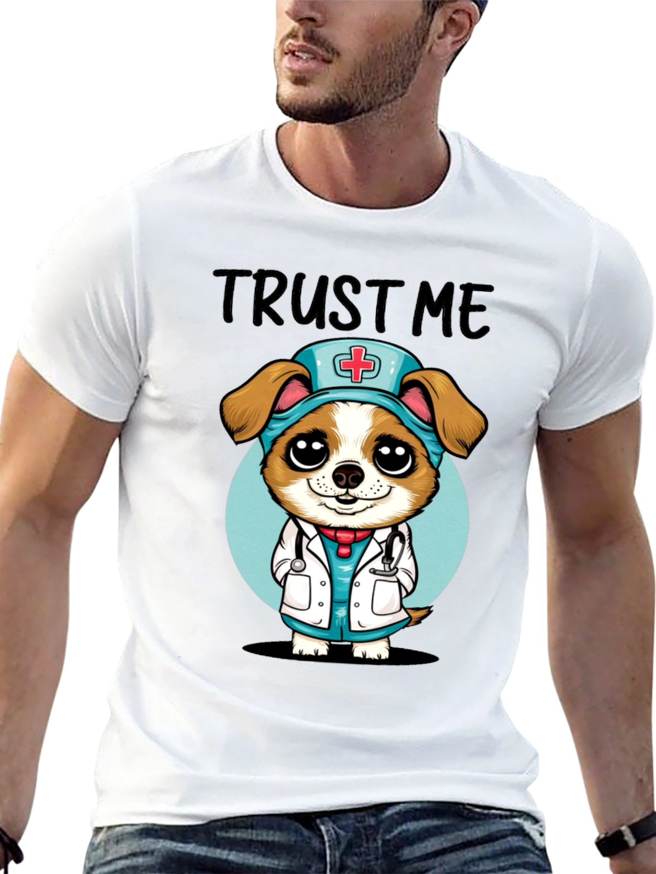 Black Trust Me, I'm a Dog-tor! Novelty T-Shirt view 13