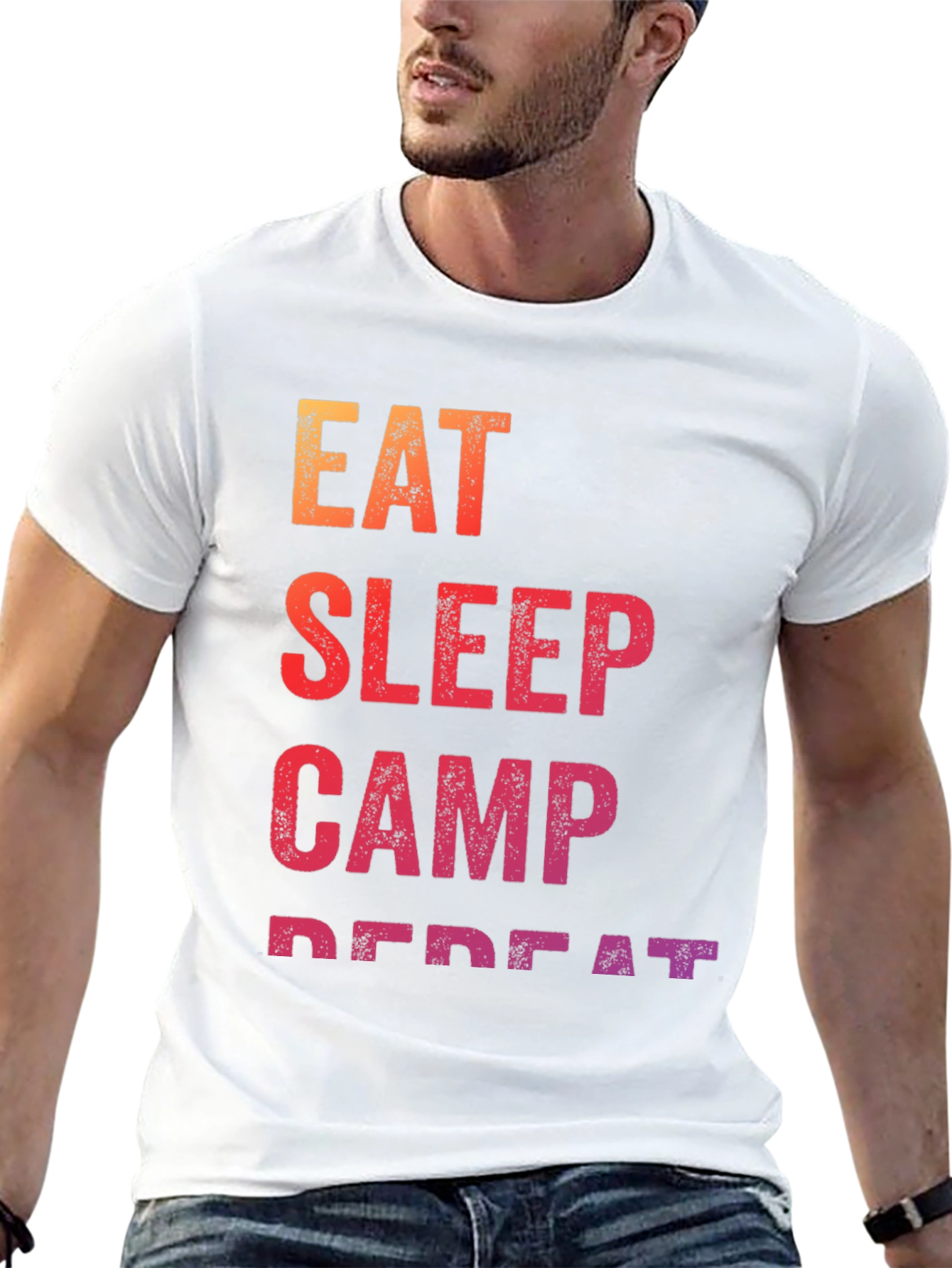 Black Eat Sleep Camp Repeat Graphic Tee view 13