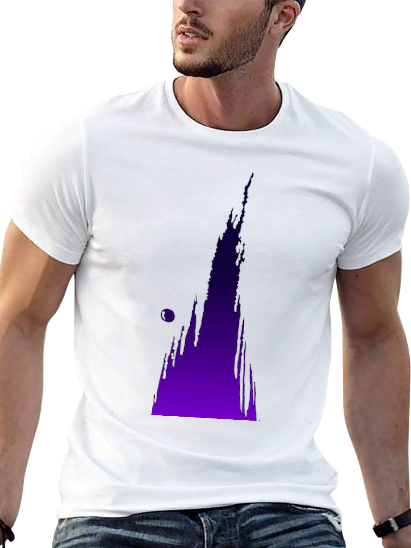 Black Abstract Purple Drip Design Black T-Shirt view 13